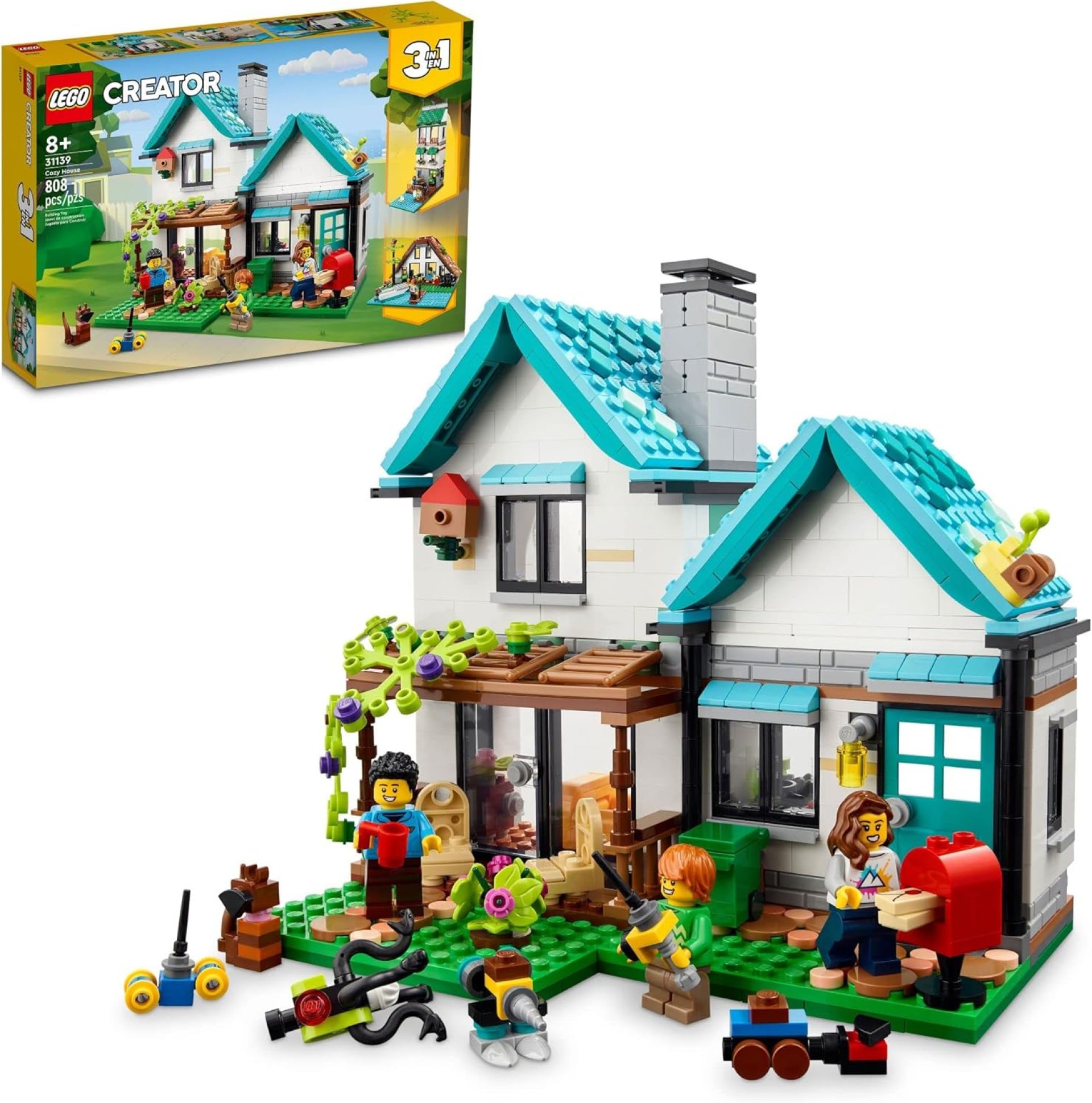 LEGO Creator 3 in 1 Cozy House Building Toys – Toy Figures & Pretend Play Playsets for Boys & Girls, Ages 8+ – 3 Building Options – Gift for Birthdays – 31139 LEGO Creator 3 in 1 Cozy House Building Toys – Toy Figures & Pretend Play Playsets for Boys & Girls, Ages 8+ – 3 Building Options – Gift for Birthdays – 31139