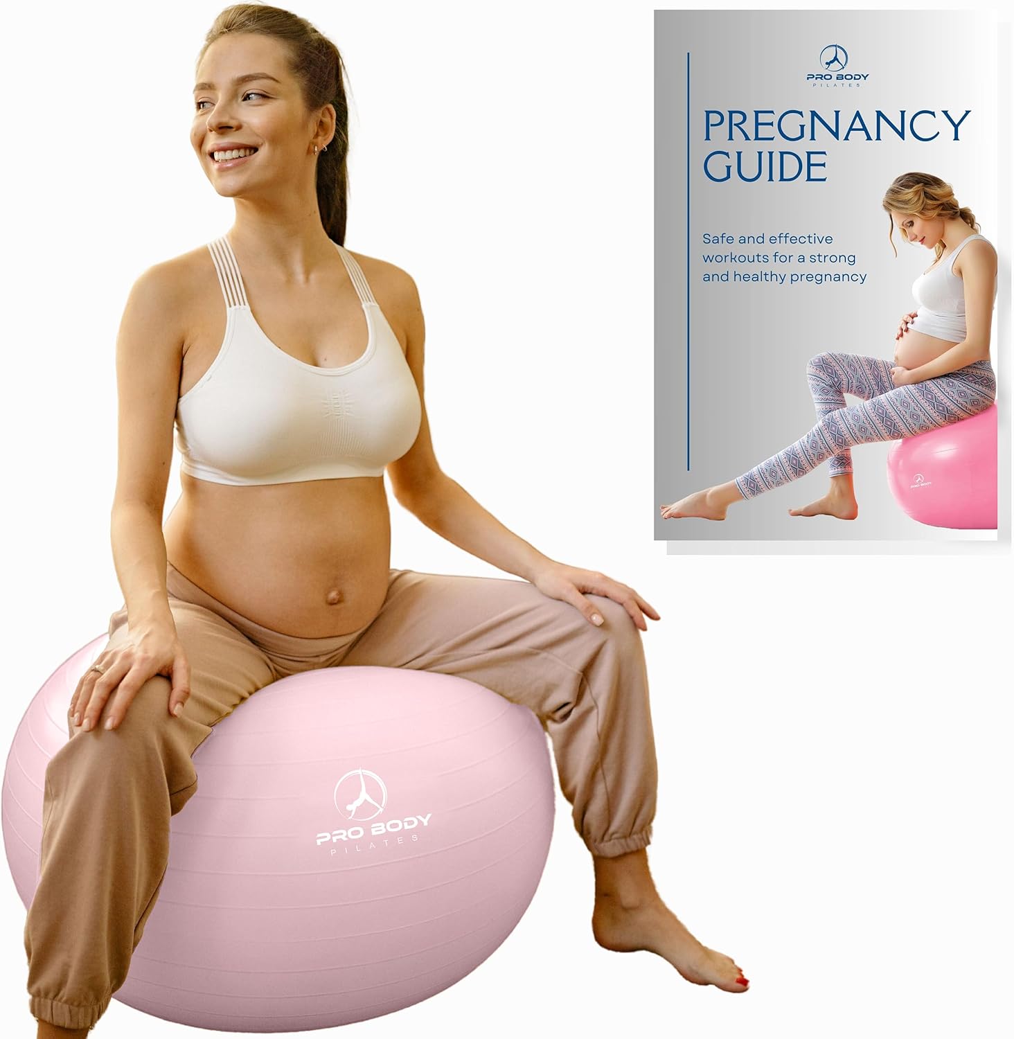 ProBody Pilates Pregnancy Ball – Yoga Ball for Pregnancy with Book, Prenatal, Labor & Postnatal Maternity Exercise ProBody Pilates Pregnancy Ball – Yoga Ball for Pregnancy with Book, Prenatal, Labor & Postnatal Maternity Exercise