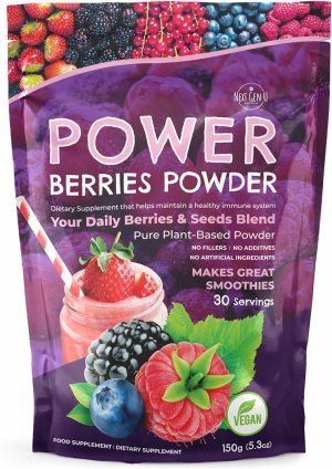 Super Berry Powder – 150g – Immune Support – Food Supplement – Superfood Berries – Smoothie Mix for Shakes – Healthy Boost for Detox Juice Beverages or Any Drink – by NextGenU