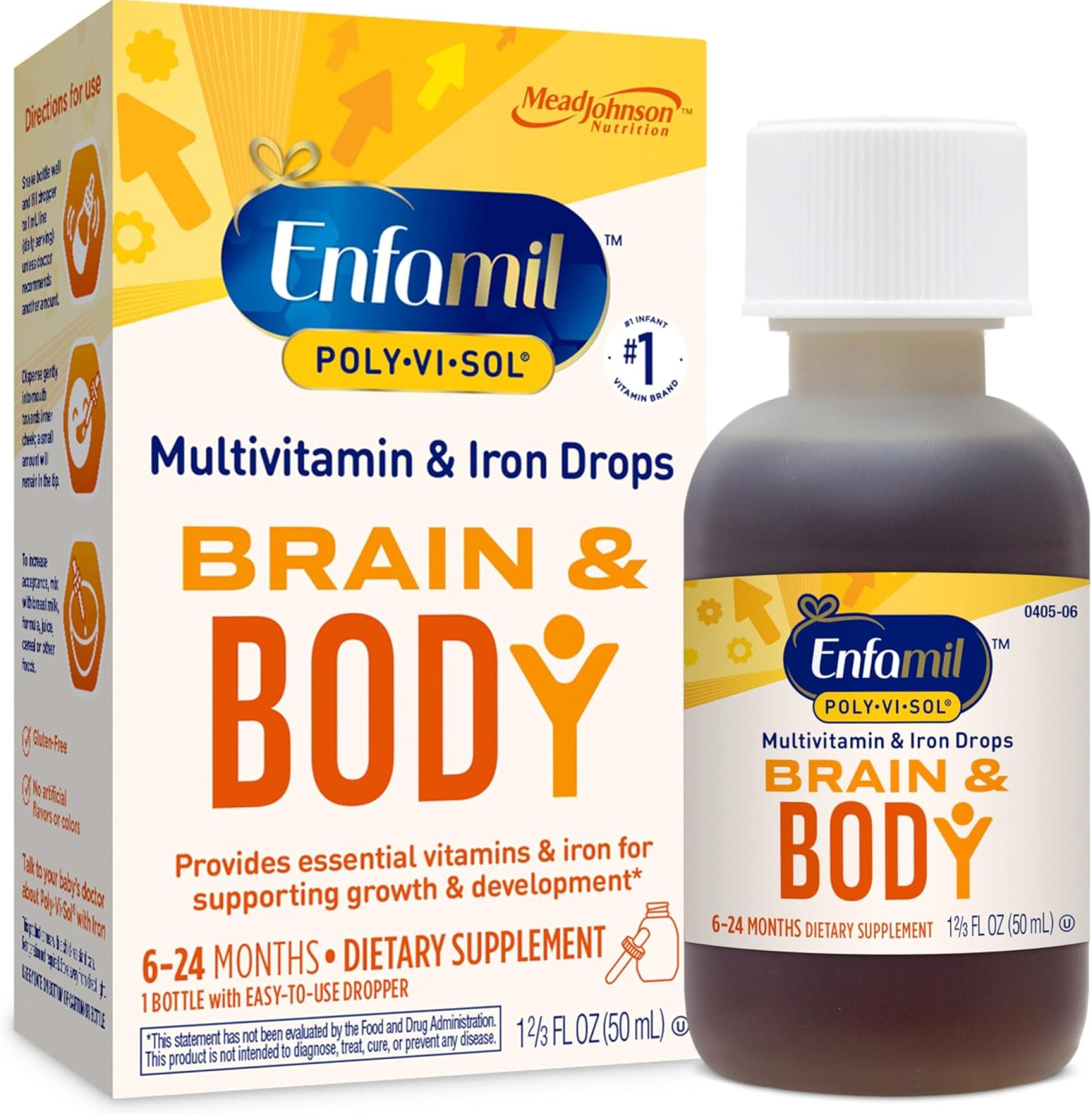 Enfamil Poly-Vi-Sol with Iron Liquid Multivitamin Drops, Supports Growth & Development*, 50mL Bottle Enfamil Poly-Vi-Sol with Iron Liquid Multivitamin Drops, Supports Growth & Development*, 50mL Bottle