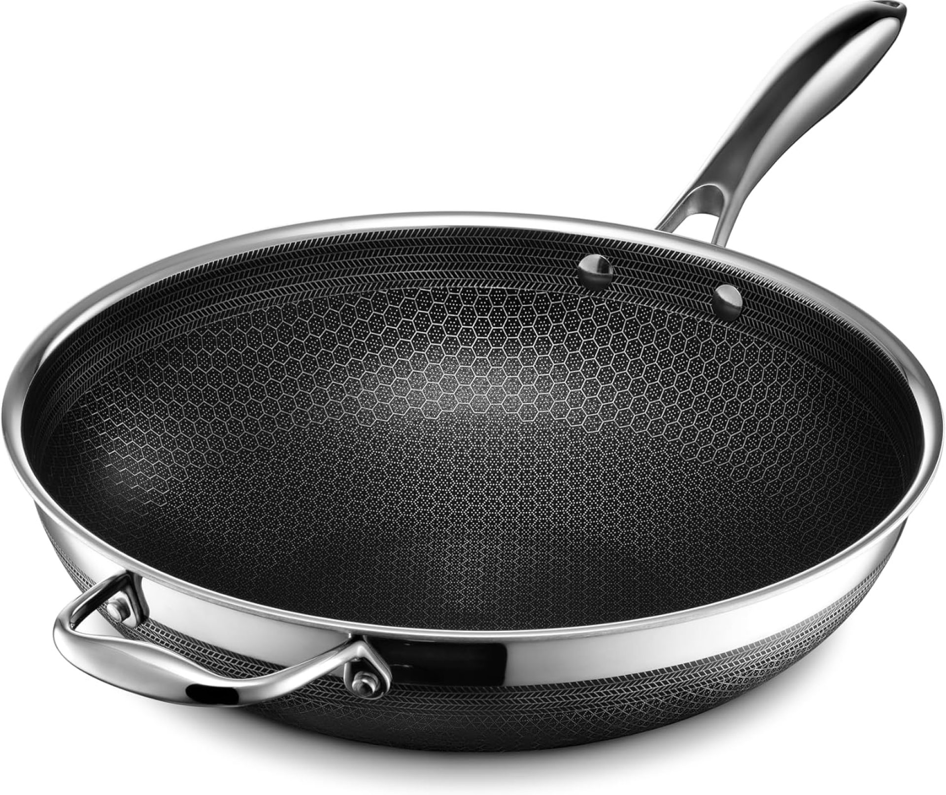 HexClad Hybrid Nonstick 12-Inch Wok, Stay-Cool Handle, Dishwasher-Friendly, Oven-Safe Up to 900°F, Induction Ready, Compatible with All Cooktops HexClad Hybrid Nonstick 12-Inch Wok, Stay-Cool Handle, Dishwasher-Friendly, Oven-Safe Up to 900°F, Induction Ready, Compatible with All Cooktops