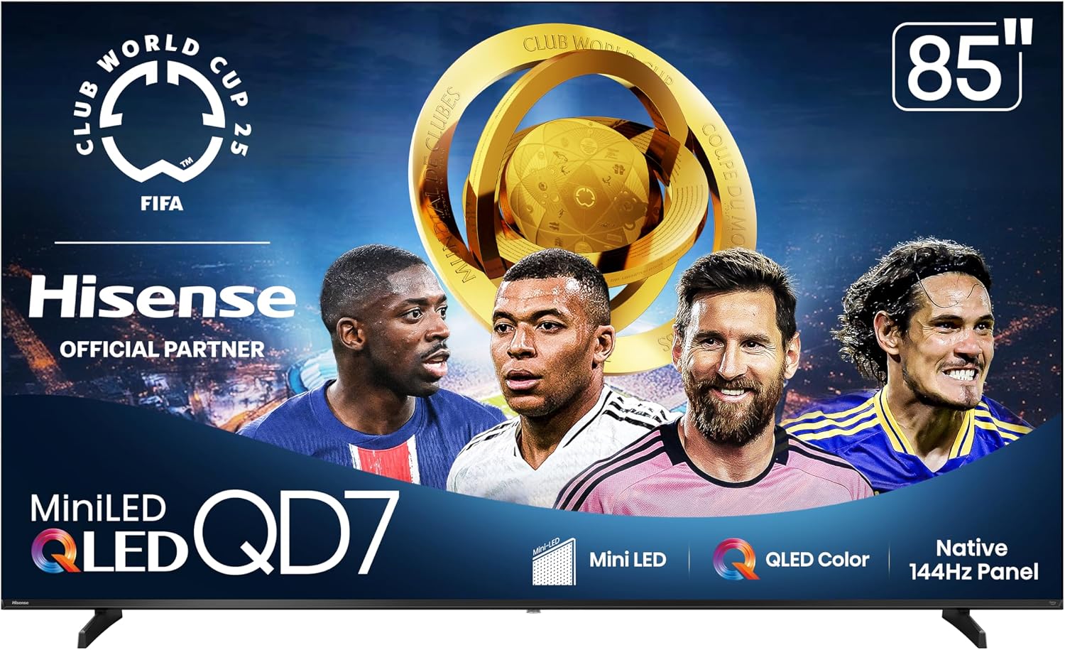Hisense 85″ Class QD7 Series Mini-LED 4K UHD Smart Fire TV (85QD7QF, 2025 Model) – QLED, Native 144hz, HDR10+, Dolby Vision, Dolby Atmos, Game Mode Pro, ALLM, Alexa Built in with Voice Remote, Black Hisense 85″ Class QD7 Series Mini-LED 4K UHD Smart Fire TV (85QD7QF, 2025 Model) – QLED, Native 144hz, HDR10+, Dolby Vision, Dolby Atmos, Game Mode Pro, ALLM, Alexa Built in with Voice Remote, Black