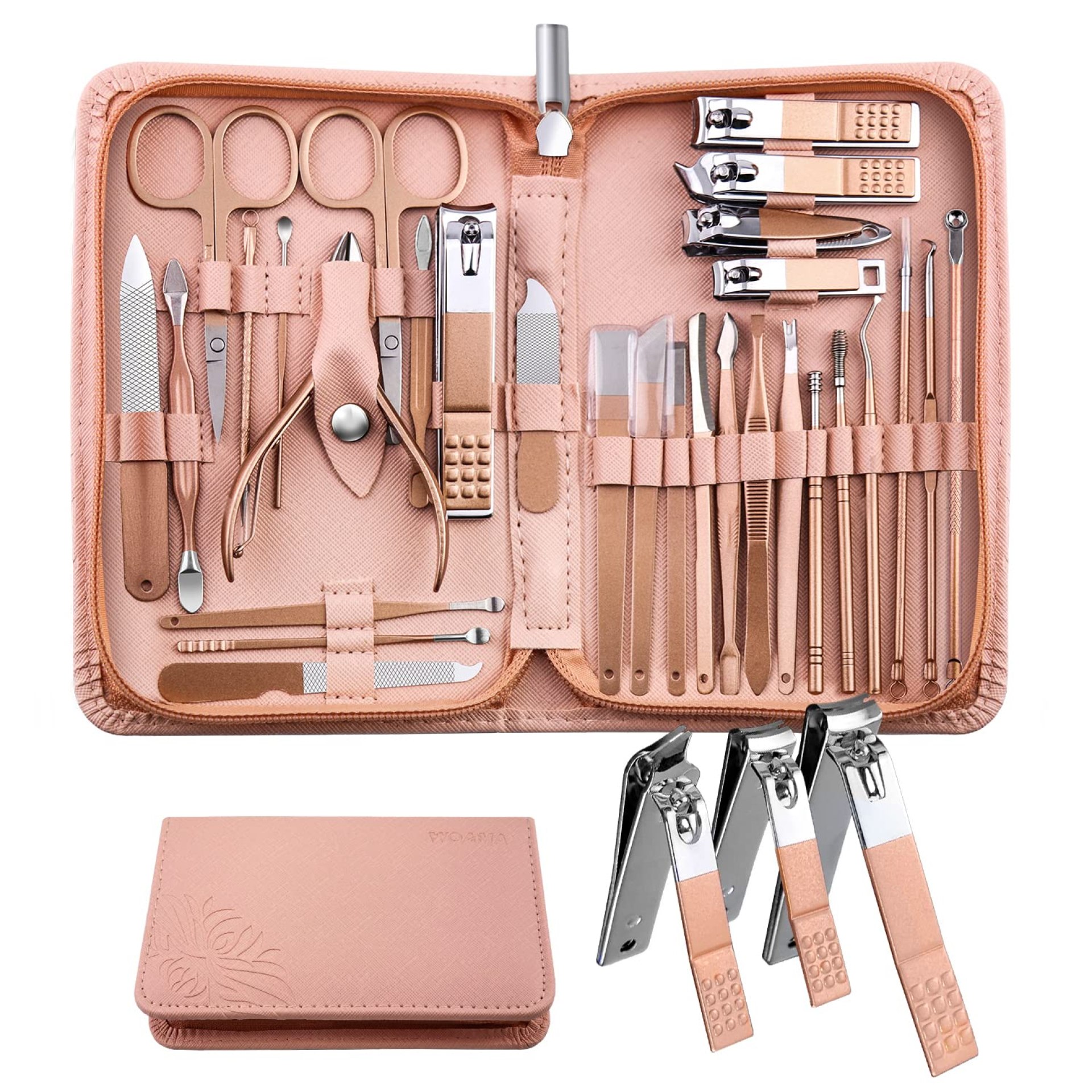 WOAMA Manicure Set Pedicure Kit – 30 in 1 Nail Kit Professional Stainless Steel Nail Care Kit for Women – Pink WOAMA Manicure Set Pedicure Kit – 30 in 1 Nail Kit Professional Stainless Steel Nail Care Kit for Women – Pink