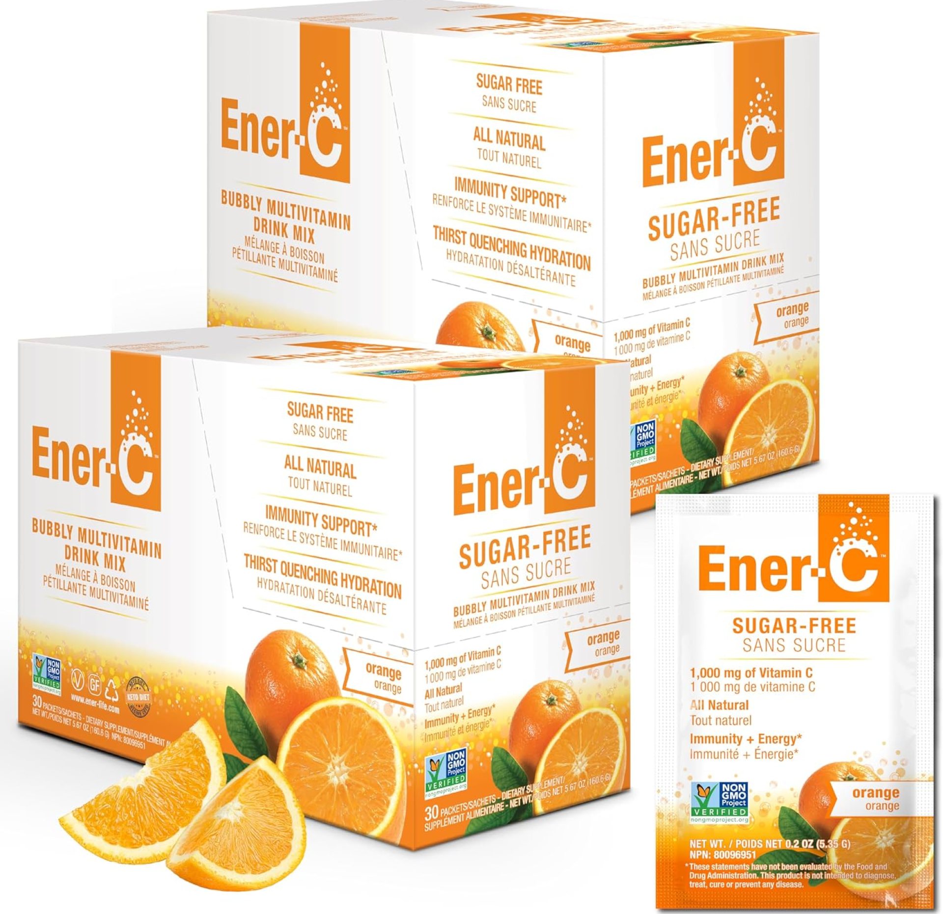 Ener-C Sugar Free Energy Orange Multivitamin Drink Mix Vitamin C 1000mg & Electrolytes – Natural Immunity Support with Real Fruit Juice Powders Non-GMO Vegan & Gluten Free – 60 Count Ener-C Sugar Free Energy Orange Multivitamin Drink Mix Vitamin C 1000mg & Electrolytes – Natural Immunity Support with Real Fruit Juice Powders Non-GMO Vegan & Gluten Free – 60 Count