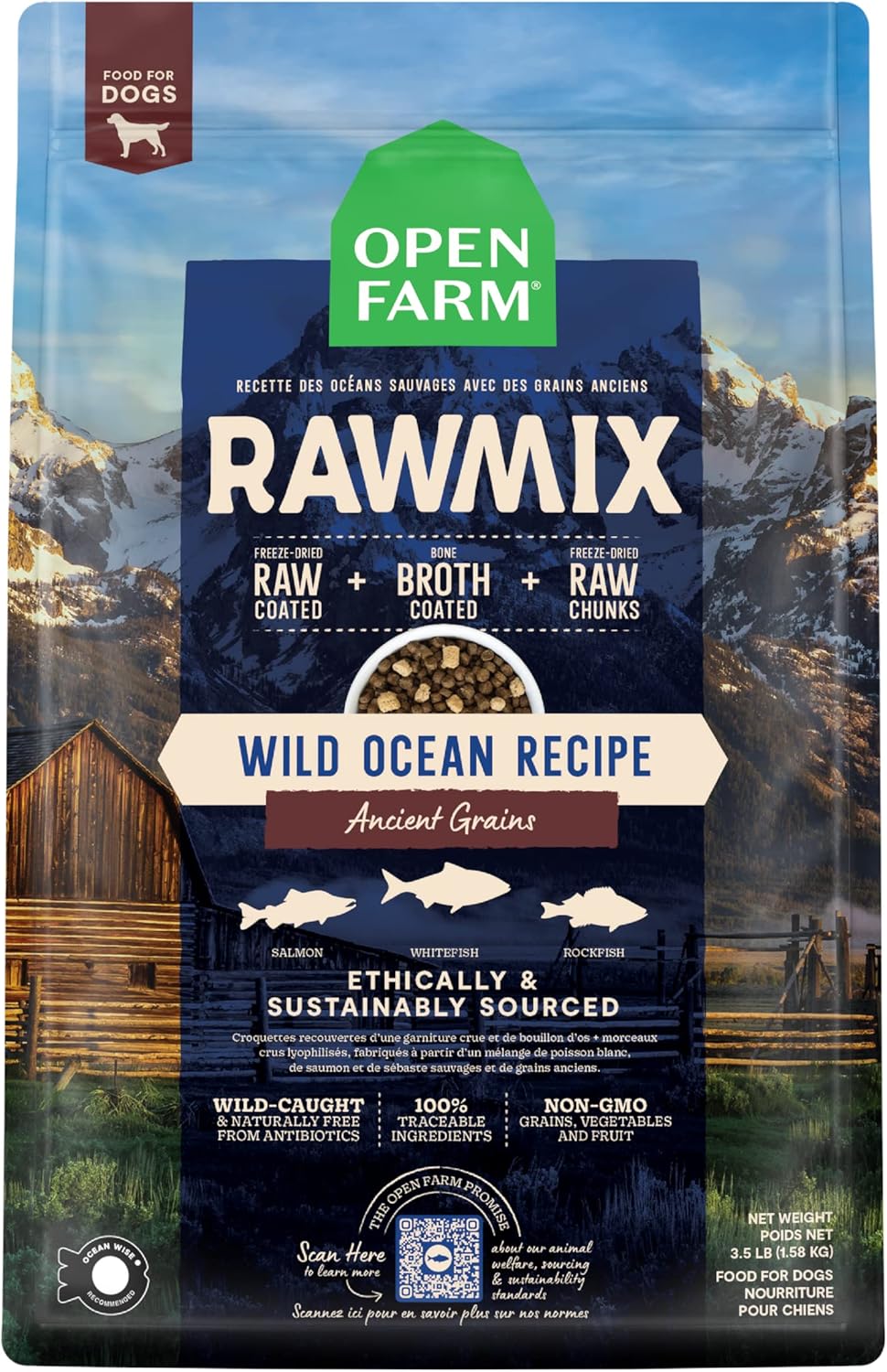Open Farm, RawMix Dry Dog Food with Ancient Grains, Protein-Packed Kibble Coated in Bone Broth with Freeze Dried Raw Chunks, Salmon Whitefish & Rockfish,Wild Ocean Recipe, 3.5lb Bag Open Farm, RawMix Dry Dog Food with Ancient Grains, Protein-Packed Kibble Coated in Bone Broth with Freeze Dried Raw Chunks, Salmon Whitefish & Rockfish,Wild Ocean Recipe, 3.5lb Bag