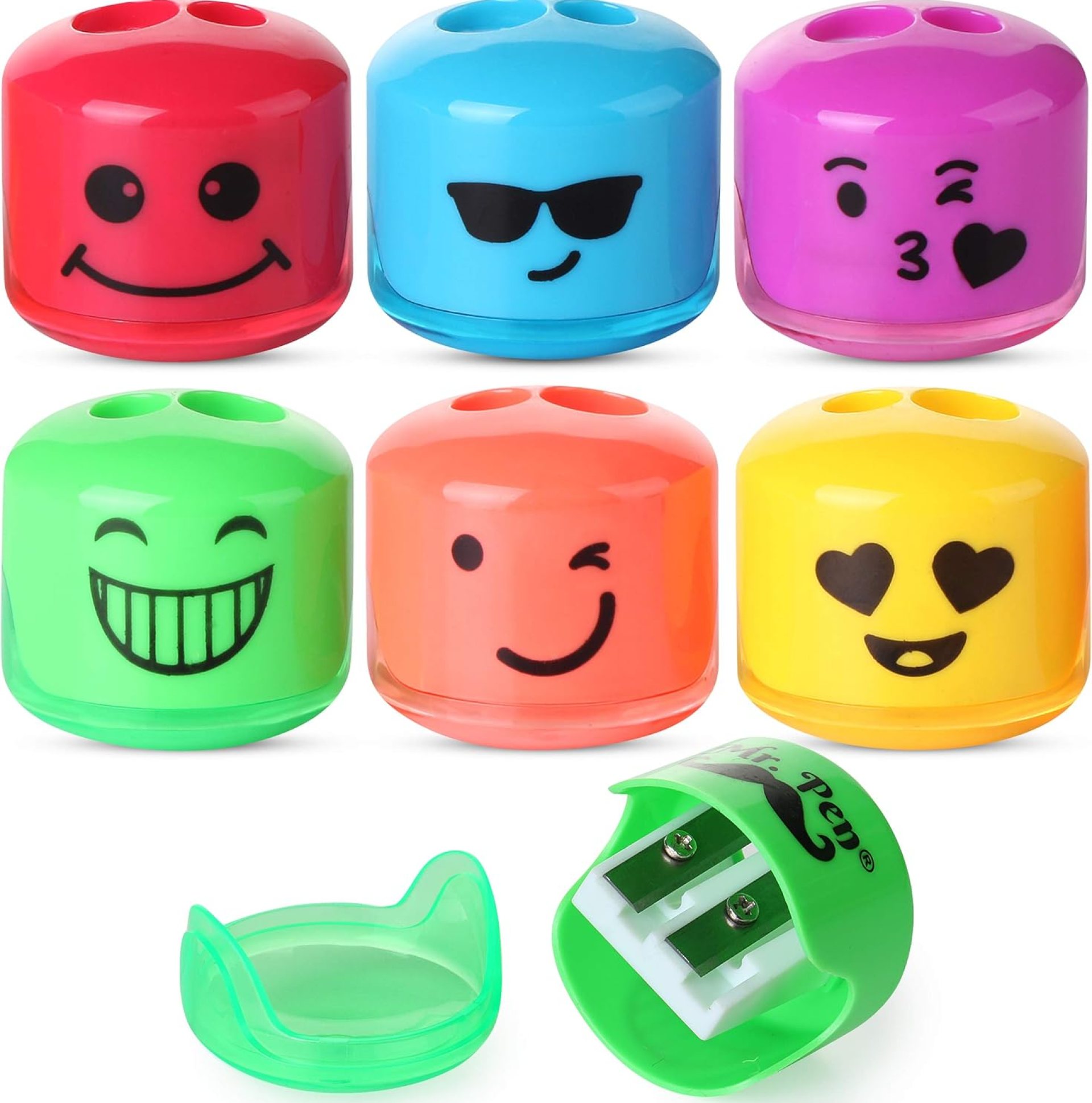 Mr. Pen- Pencil Sharpener, Smiley Sharpener 6 Pack, Pencil Sharpeners, Back to School Supplies Mr. Pen- Pencil Sharpener, Smiley Sharpener 6 Pack, Pencil Sharpeners, Back to School Supplies