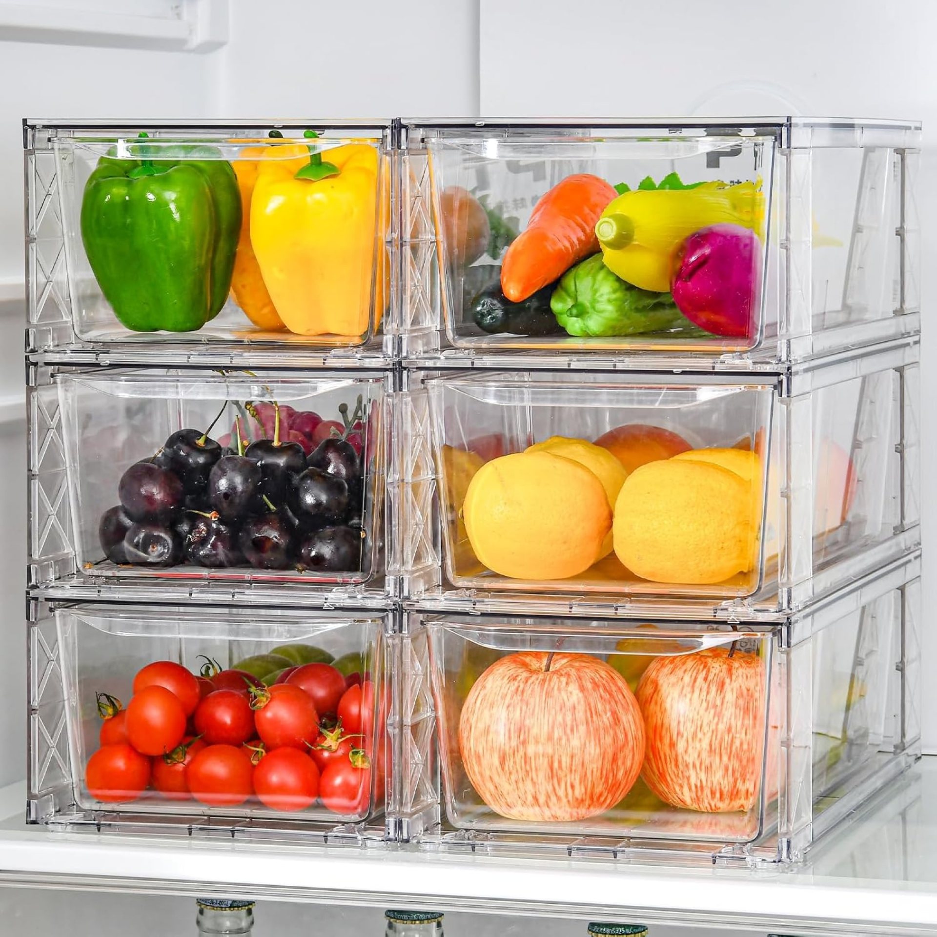 6Pack Clear Stackable Kitchen Storage Organizer,Foods Organizer Bins with Handles, Easily Assemble for Bathroom, Kitchen, Refrigerator, Pantry, Cabinet, Closet 6Pack Clear Stackable Kitchen Storage Organizer,Foods Organizer Bins with Handles, Easily Assemble for Bathroom, Kitchen, Refrigerator, Pantry, Cabinet, Closet