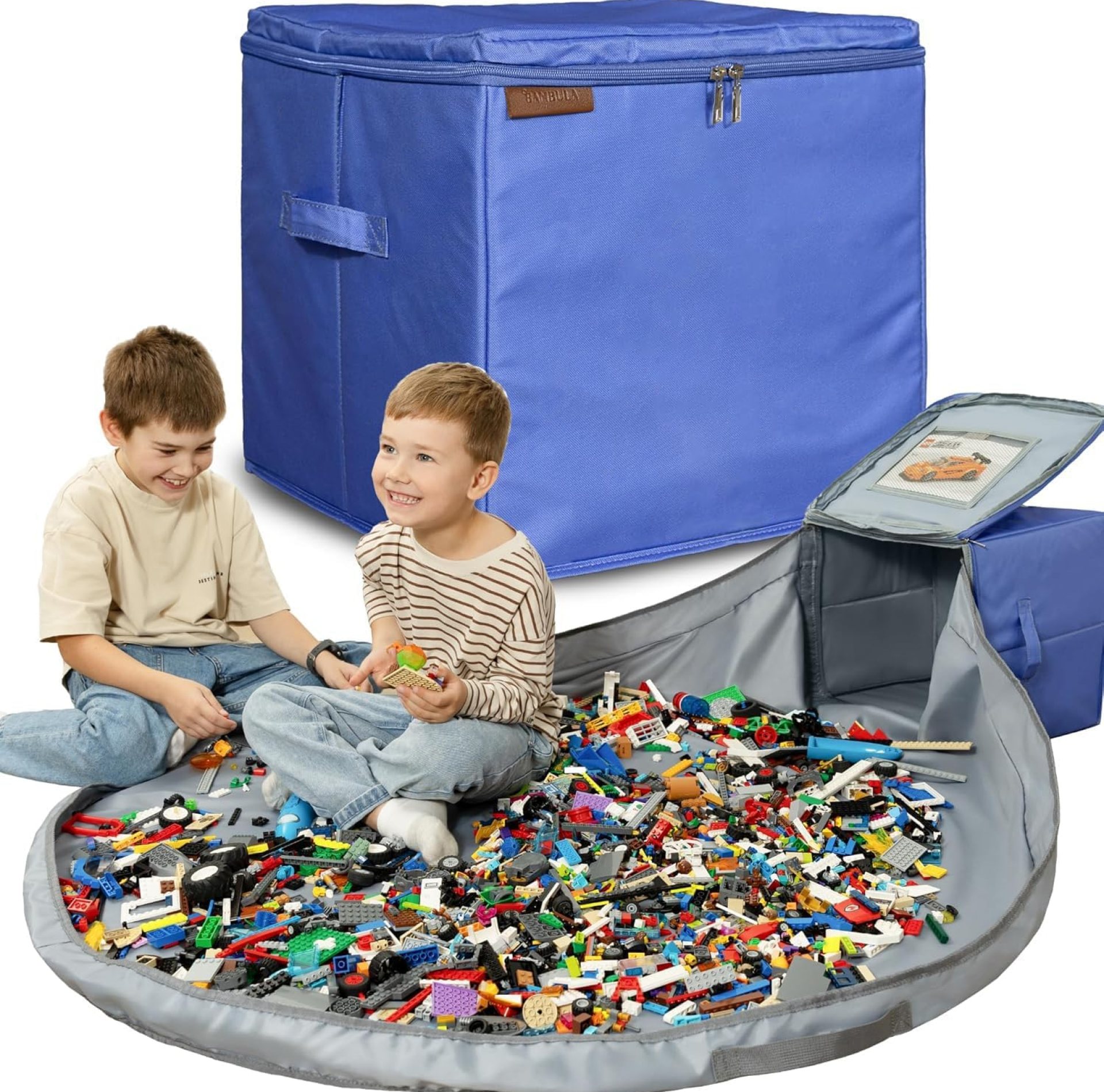 3 in 1 Toy Storage Organizer with Play Mat for Lego and Duplo Bricks – Easy Cleanup Storage Bag/Bin for Kids Playroom – Cube Box/Container for Building Blocks – Blue 3 in 1 Toy Storage Organizer with Play Mat for Lego and Duplo Bricks – Easy Cleanup Storage Bag/Bin for Kids Playroom – Cube Box/Container for Building Blocks – Blue