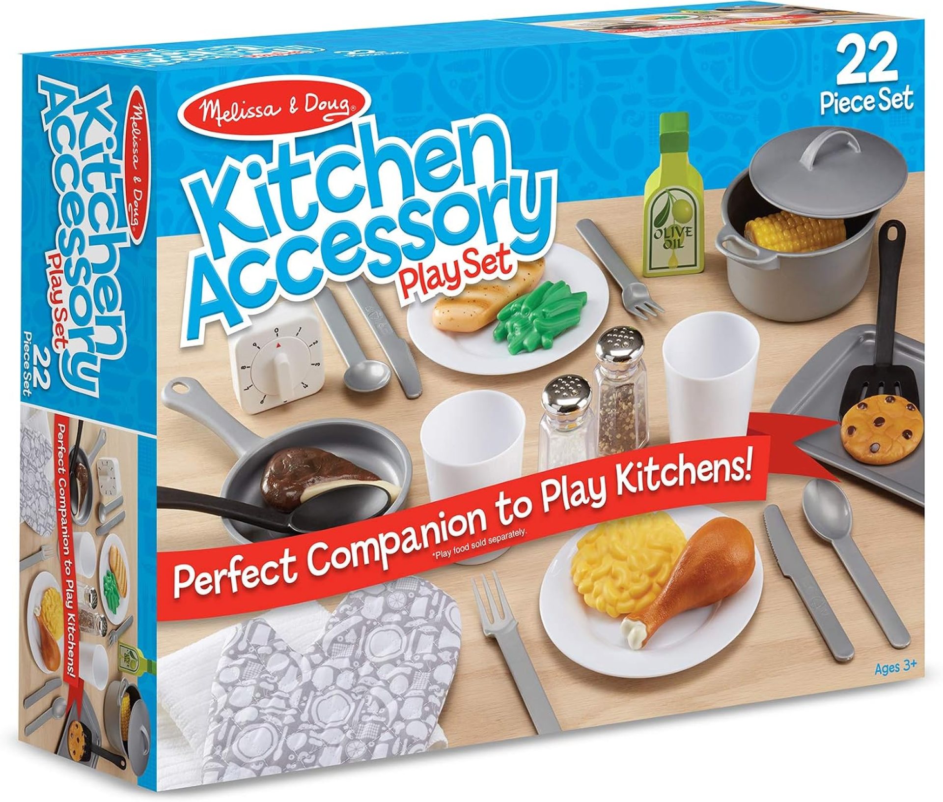 Melissa & Doug 22-Piece Play Kitchen Accessories Set – Utensils, Pot, Pans, and More, White Melissa & Doug 22-Piece Play Kitchen Accessories Set – Utensils, Pot, Pans, and More, White