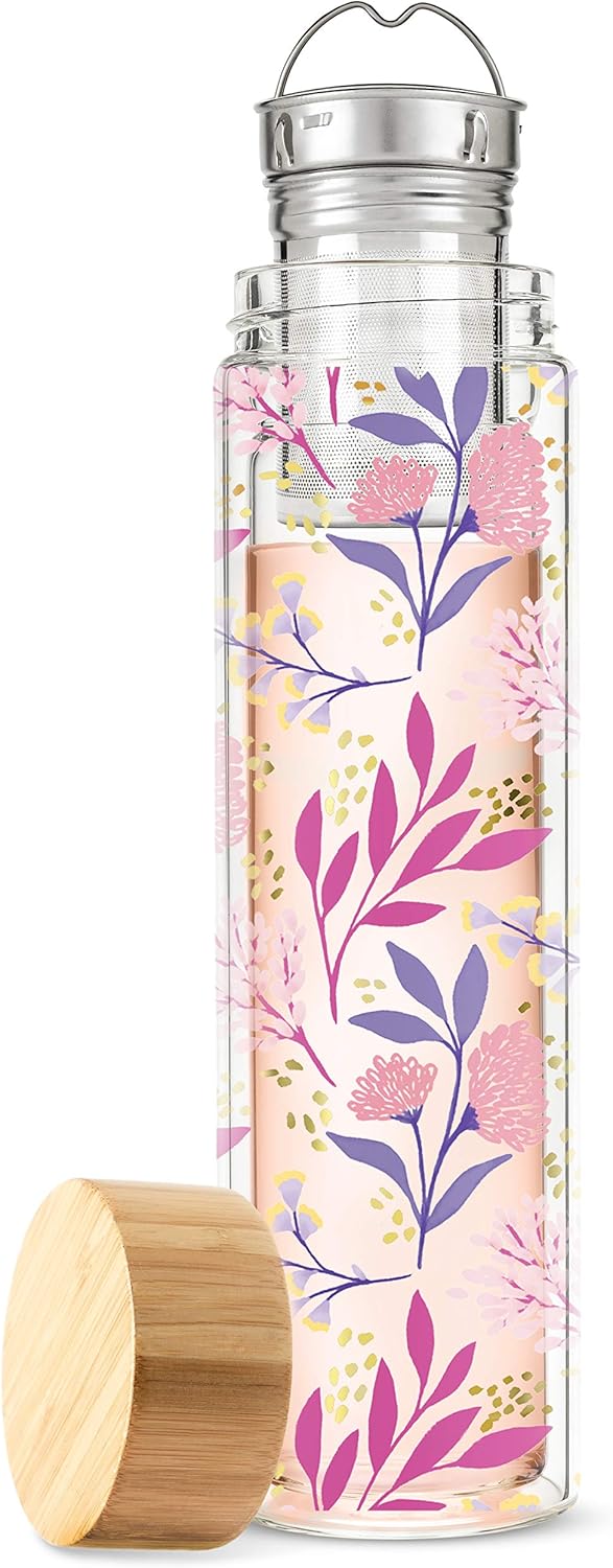 Pinky Up Blair Travel Tea Infuser Mug, Double Walled Insulated Travel Tumbler with Loose Leaf Tea Strainer, Travel Coffee Mug, Keeps Drinks Hot or Cold, 16 oz, Botanical Design Pinky Up Blair Travel Tea Infuser Mug, Double Walled Insulated Travel Tumbler with Loose Leaf Tea Strainer, Travel Coffee Mug, Keeps Drinks Hot or Cold, 16 oz, Botanical Design