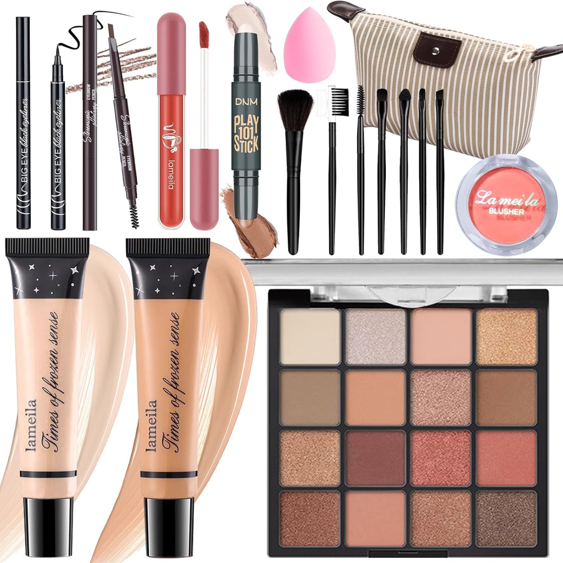 Makeup Set for Girls & Women, Full Face Kit, Travel Kit, Present Set, Eyeshadow, Foundation, Blusher, Eyeliner, Lip Gloss, Makeup Brushes & Sponge Bag Makeup Set for Girls & Women, Full Face Kit, Travel Kit, Present Set, Eyeshadow, Foundation, Blusher, Eyeliner, Lip Gloss, Makeup Brushes & Sponge Bag