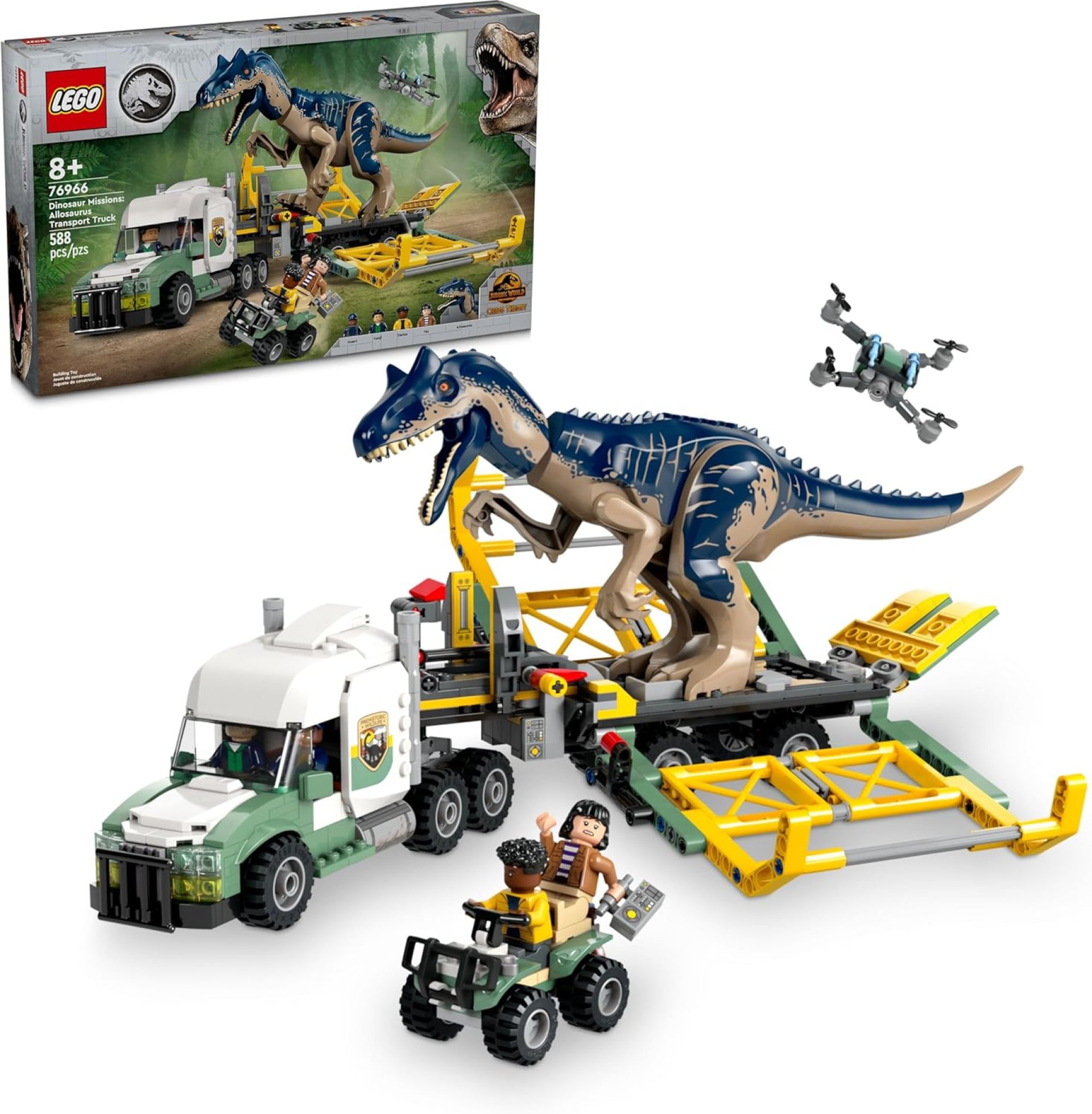 LEGO Jurassic World Dinosaur Missions: Allosaurus Transport Truck Toy, Fun Gift Idea for Kids with Kenji, Darius and Yaz Minifigures, Jurassic World Dinosaur Toy for Boys and Girls Ages 8 and Up 76966 LEGO Jurassic World Dinosaur Missions: Allosaurus Transport Truck Toy, Fun Gift Idea for Kids with Kenji, Darius and Yaz Minifigures, Jurassic World Dinosaur Toy for Boys and Girls Ages 8 and Up 76966