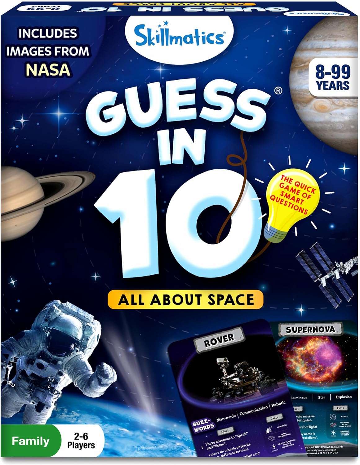 Skillmatics Guess in 10 NASA Space, Perfect for Boys, Girls, Kids & Families Who Love Card Games, Educational Toys, Travel Games, Gifts for Ages 8, 9, 10 and Up Skillmatics Guess in 10 NASA Space, Perfect for Boys, Girls, Kids & Families Who Love Card Games, Educational Toys, Travel Games, Gifts for Ages 8, 9, 10 and Up