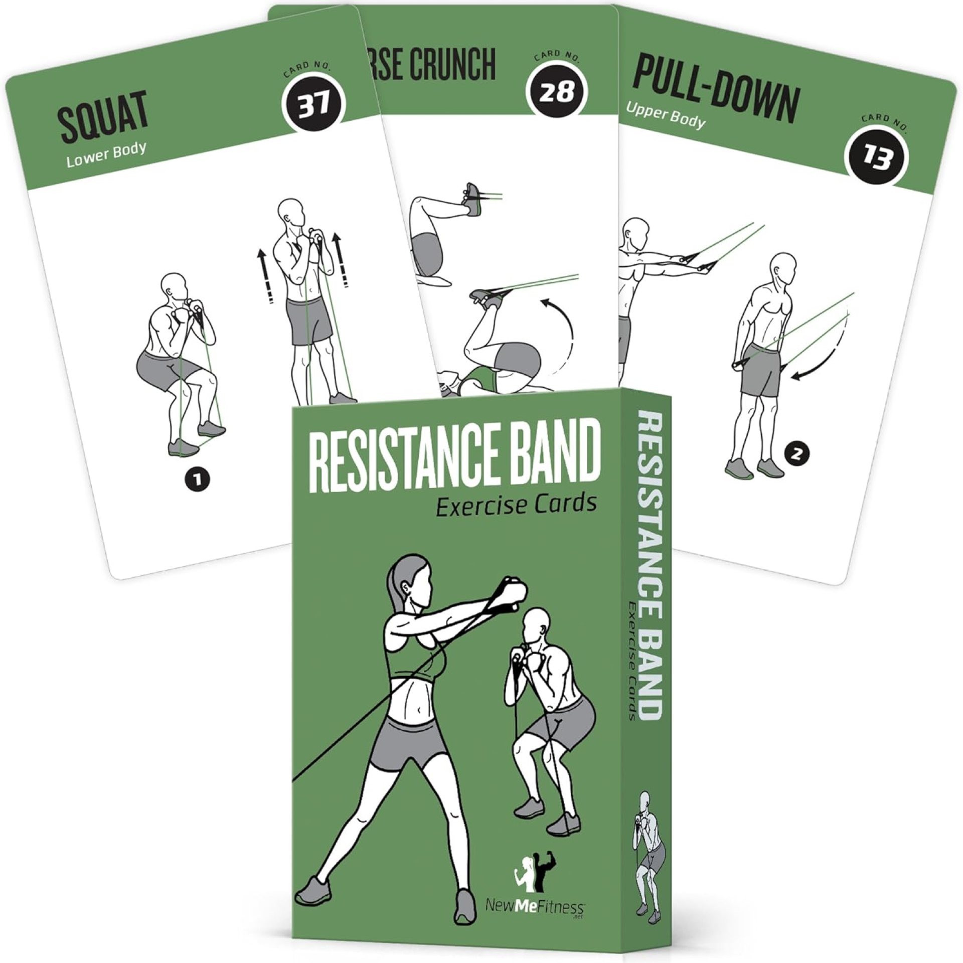 NewMe Fitness Resistance Bands Workout Cards, Instructional Fitness Deck for Women & Men, Beginner Fitness Guide to Training Exercises at Home or Gym NewMe Fitness Resistance Bands Workout Cards, Instructional Fitness Deck for Women & Men, Beginner Fitness Guide to Training Exercises at Home or Gym