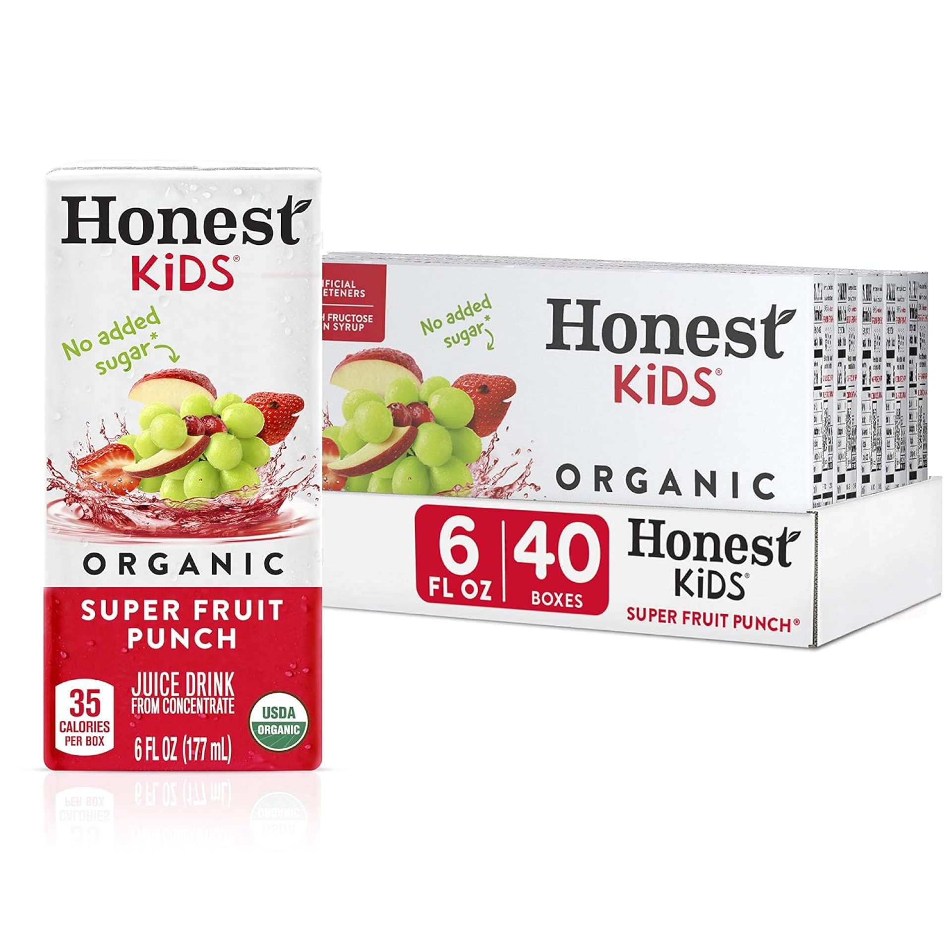 Honest Kids Super Fruit Punch, Organic Juice Drink, 6 Fl oz Juice Boxes, 6 Fl Oz (Pack of 40) Honest Kids Super Fruit Punch, Organic Juice Drink, 6 Fl oz Juice Boxes, 6 Fl Oz (Pack of 40)