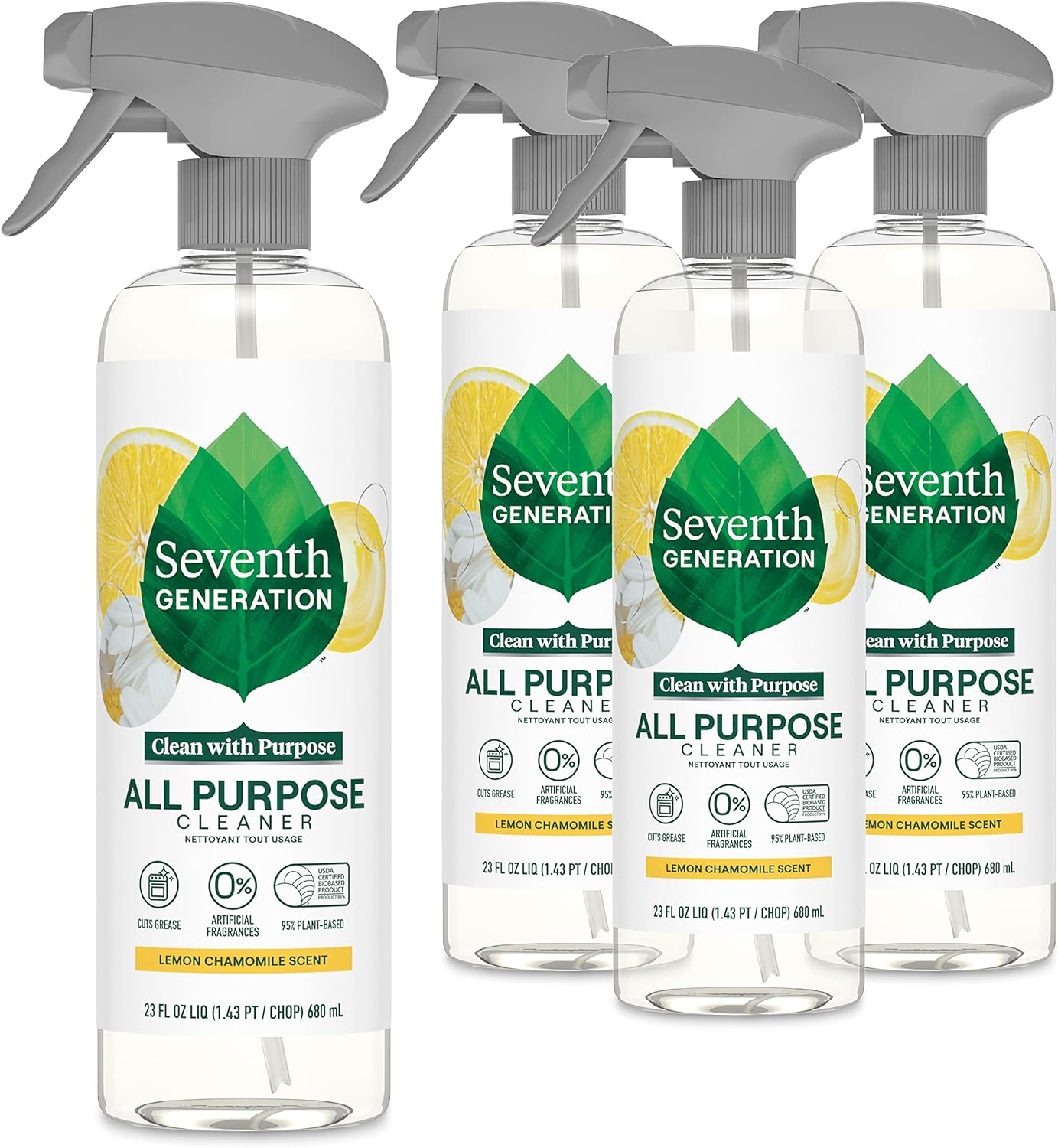Seventh Generation All Purpose Cleaning Spray Surface Cleaner Lemon Chamomile scent Cuts Grease 23 oz, Pack of 4 Seventh Generation All Purpose Cleaning Spray Surface Cleaner Lemon Chamomile scent Cuts Grease 23 oz, Pack of 4