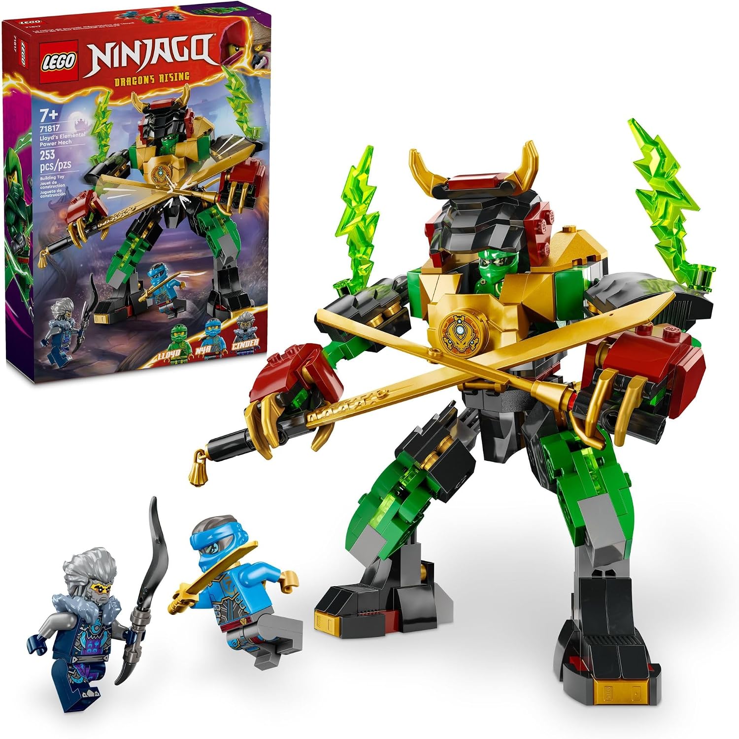LEGO NINJAGO Lloyd’s Elemental Power Mech Customizable Battle Toy with 3 Ninja Action Figures, Adventure Playset for Boys and Girls, Ninja Gift Idea for Kids Ages 7 and Up, 71817 LEGO NINJAGO Lloyd’s Elemental Power Mech Customizable Battle Toy with 3 Ninja Action Figures, Adventure Playset for Boys and Girls, Ninja Gift Idea for Kids Ages 7 and Up, 71817