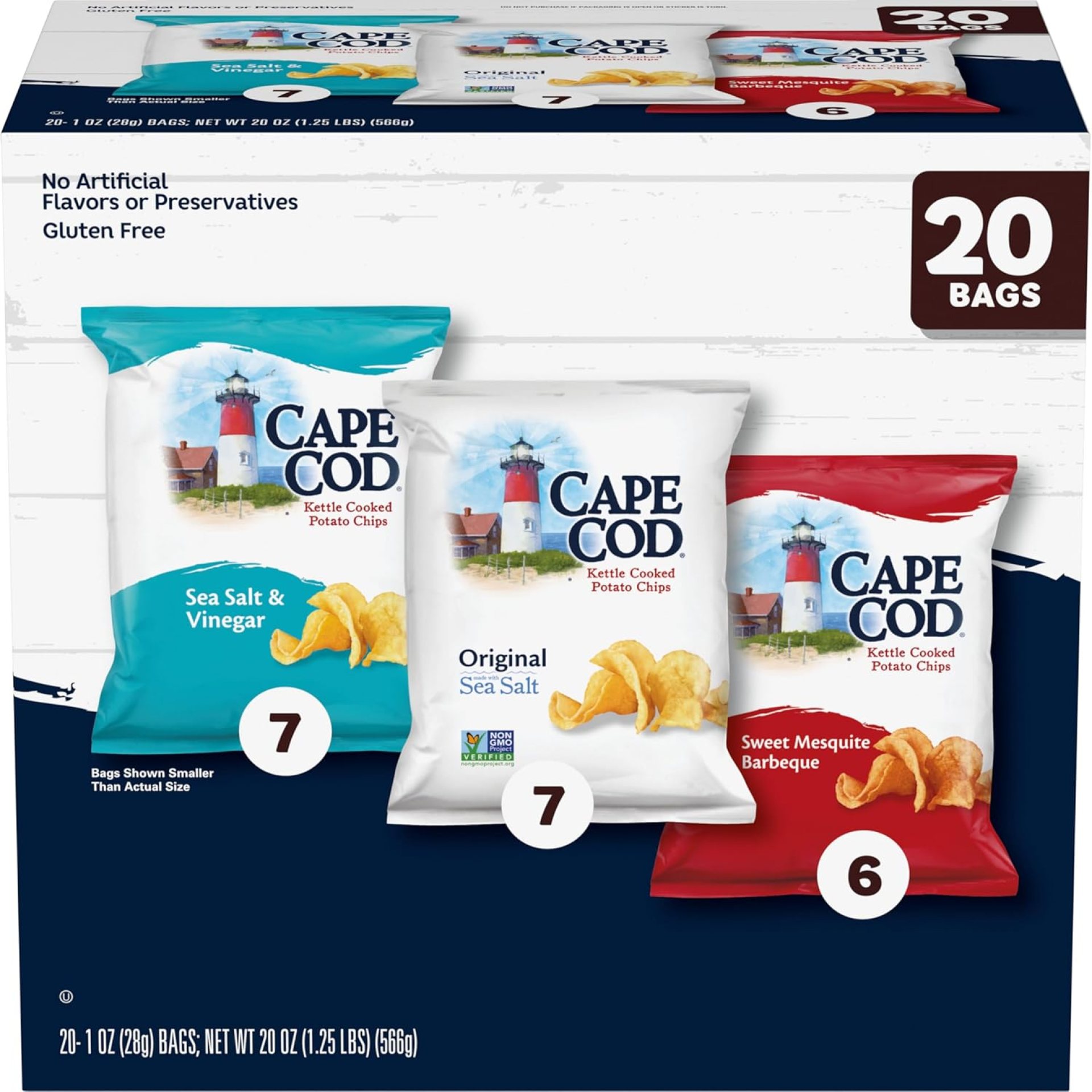Cape Cod Variety Pack Chips, 20 Count 1 Oz Cape Cod Variety Pack Chips, 20 Count 1 Oz