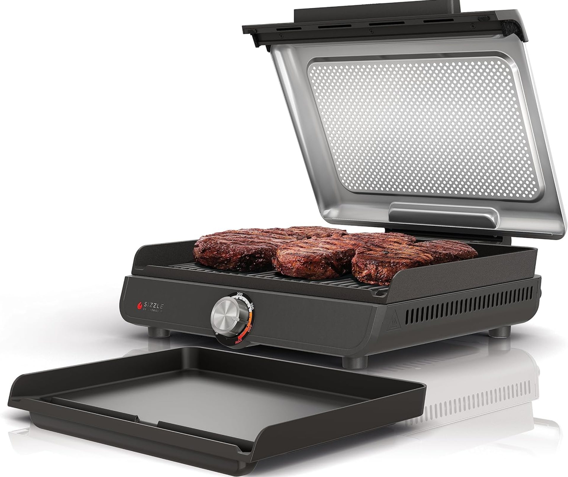 Ninja Griddle and Indoor Grill, 14’’, Electric Grill, For Steak, Burgers, Salmon, Veggies, and More, Pancake Griddle, Nonstick, Dishwasher Safe, 500F, Even Cooking, Silver, GR101 Ninja Griddle and Indoor Grill, 14’’, Electric Grill, For Steak, Burgers, Salmon, Veggies, and More, Pancake Griddle, Nonstick, Dishwasher Safe, 500F, Even Cooking, Silver, GR101