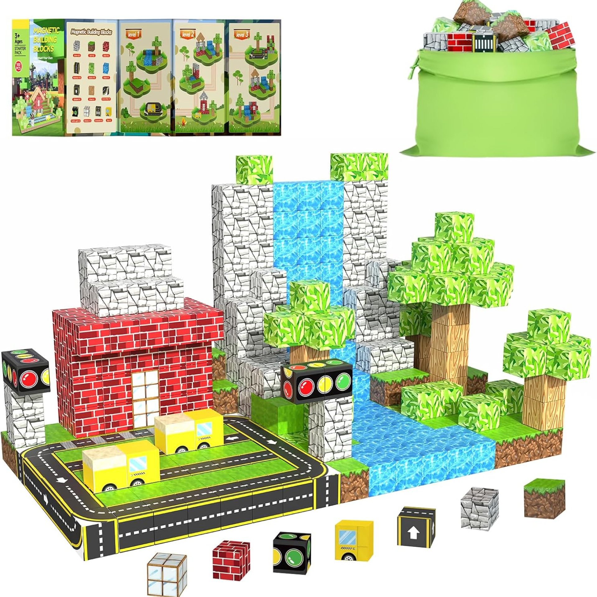 100PCS Magnetic Building Blocks for Kids Ages 4-8, Magnetic Cubes, Magnet STEM Sensory Toys-Tiles Road Track, Magnet World Build Set, Christmas Birthday Gifts Toy for Girls & Boys 3+ Ages 100PCS Magnetic Building Blocks for Kids Ages 4-8, Magnetic Cubes, Magnet STEM Sensory Toys-Tiles Road Track, Magnet World Build Set, Christmas Birthday Gifts Toy for Girls & Boys 3+ Ages