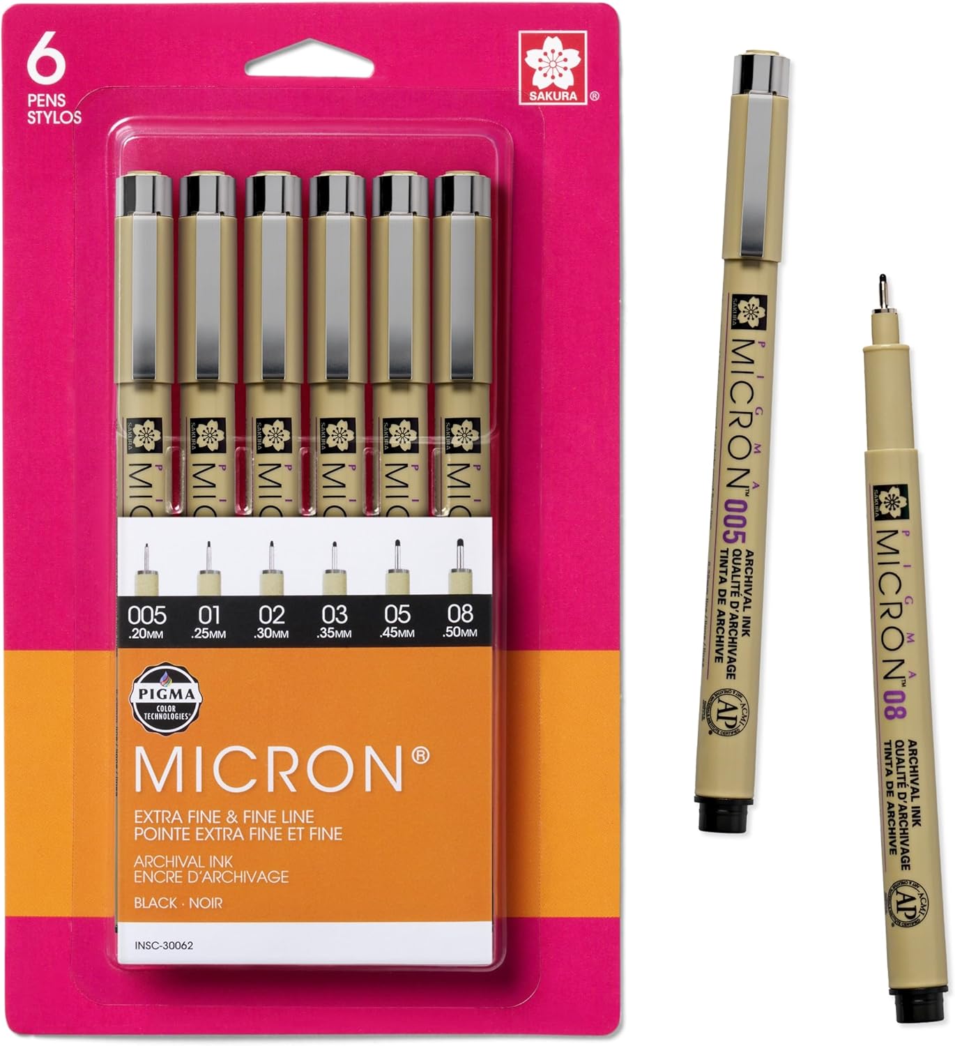 SAKURA Pigma Micron Fineliner Pens – Archival Black Ink Pens – Pens for Writing, Drawing, or Bullet Journaling – Assorted Point Sizes – 6 Pack SAKURA Pigma Micron Fineliner Pens – Archival Black Ink Pens – Pens for Writing, Drawing, or Bullet Journaling – Assorted Point Sizes – 6 Pack