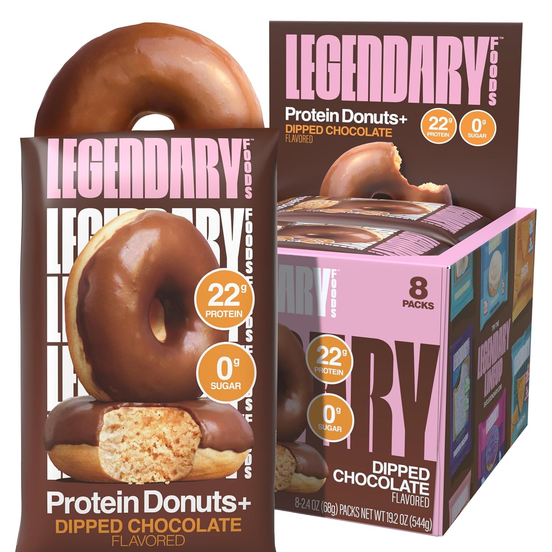 Legendary Foods 22g Dipped Chocolate Protein Donut – 8 Pack (2 Donuts per Pack) – High Protein, Zero Sugar, Gluten Free, Low Carb, Keto Friendly Snack – Healthy Donuts for GLP-1, Diabetic & Bariatric Diets Legendary Foods 22g Dipped Chocolate Protein Donut – 8 Pack (2 Donuts per Pack) – High Protein, Zero Sugar, Gluten Free, Low Carb, Keto Friendly Snack – Healthy Donuts for GLP-1, Diabetic & Bariatric Diets
