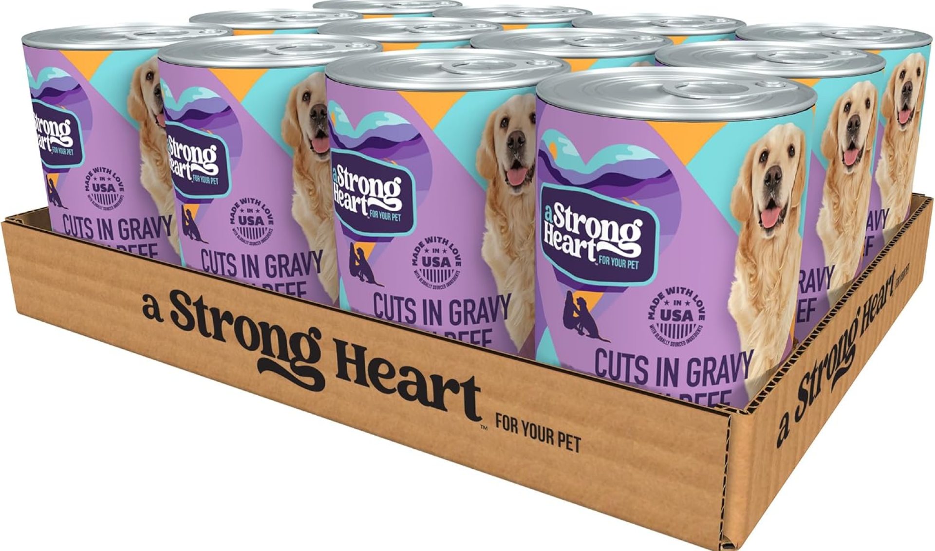 A Strong Heart Wet Dog Food, Cuts in Gravy with Beef – 13.2 oz Cans (Pack of 12), Made in The USA with Real Beef A Strong Heart Wet Dog Food, Cuts in Gravy with Beef – 13.2 oz Cans (Pack of 12), Made in The USA with Real Beef