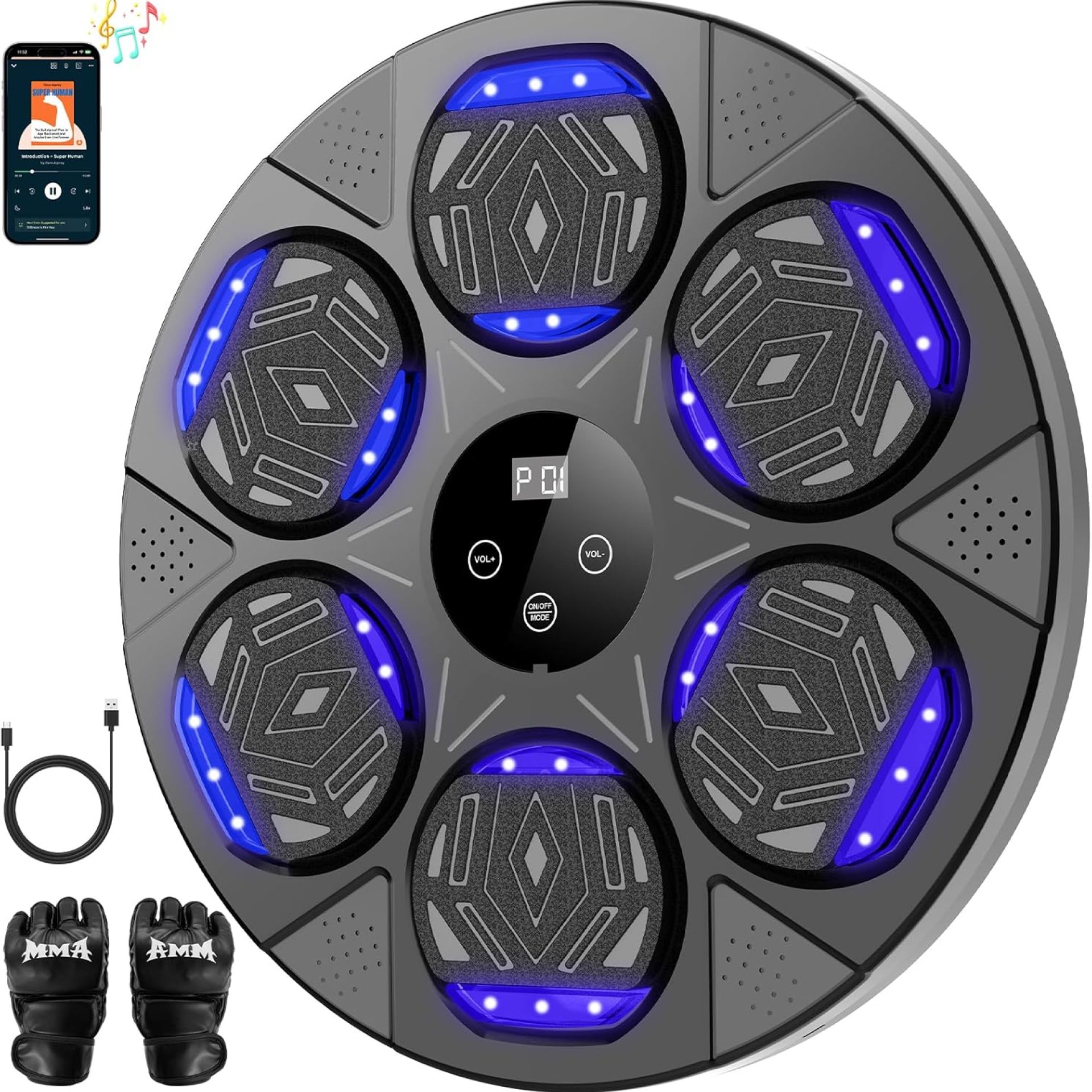 Music Boxing Machine, Boxing Wall Mount Machine for Kids Adult, Bluetooth Smart Boxing Traineing Machine with Boxing Gloves, Boxing Workout Equipment Target for Home, Office, Gym (Upgrade) Music Boxing Machine, Boxing Wall Mount Machine for Kids Adult, Bluetooth Smart Boxing Traineing Machine with Boxing Gloves, Boxing Workout Equipment Target for Home, Office, Gym (Upgrade)