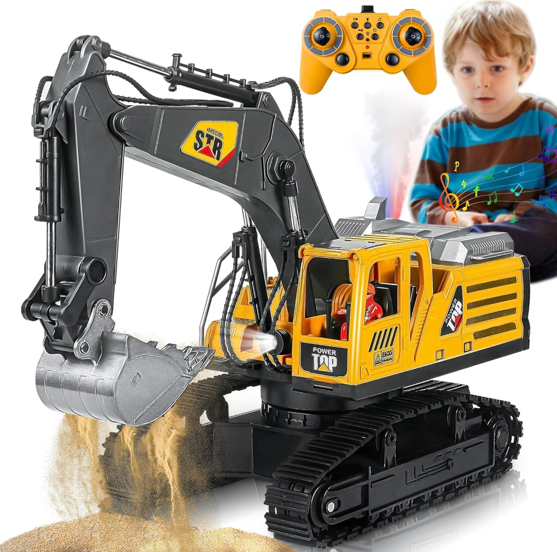 Remote Control Excavator Construction Toy, 14 Channel 2.4Ghz RC Digger with Simulating Real Engine Spray, 680° Rotation, Metal Shovel, Lights and Sounds, Christmas Birthday Gift for Boys Kids Remote Control Excavator Construction Toy, 14 Channel 2.4Ghz RC Digger with Simulating Real Engine Spray, 680° Rotation, Metal Shovel, Lights and Sounds, Christmas Birthday Gift for Boys Kids