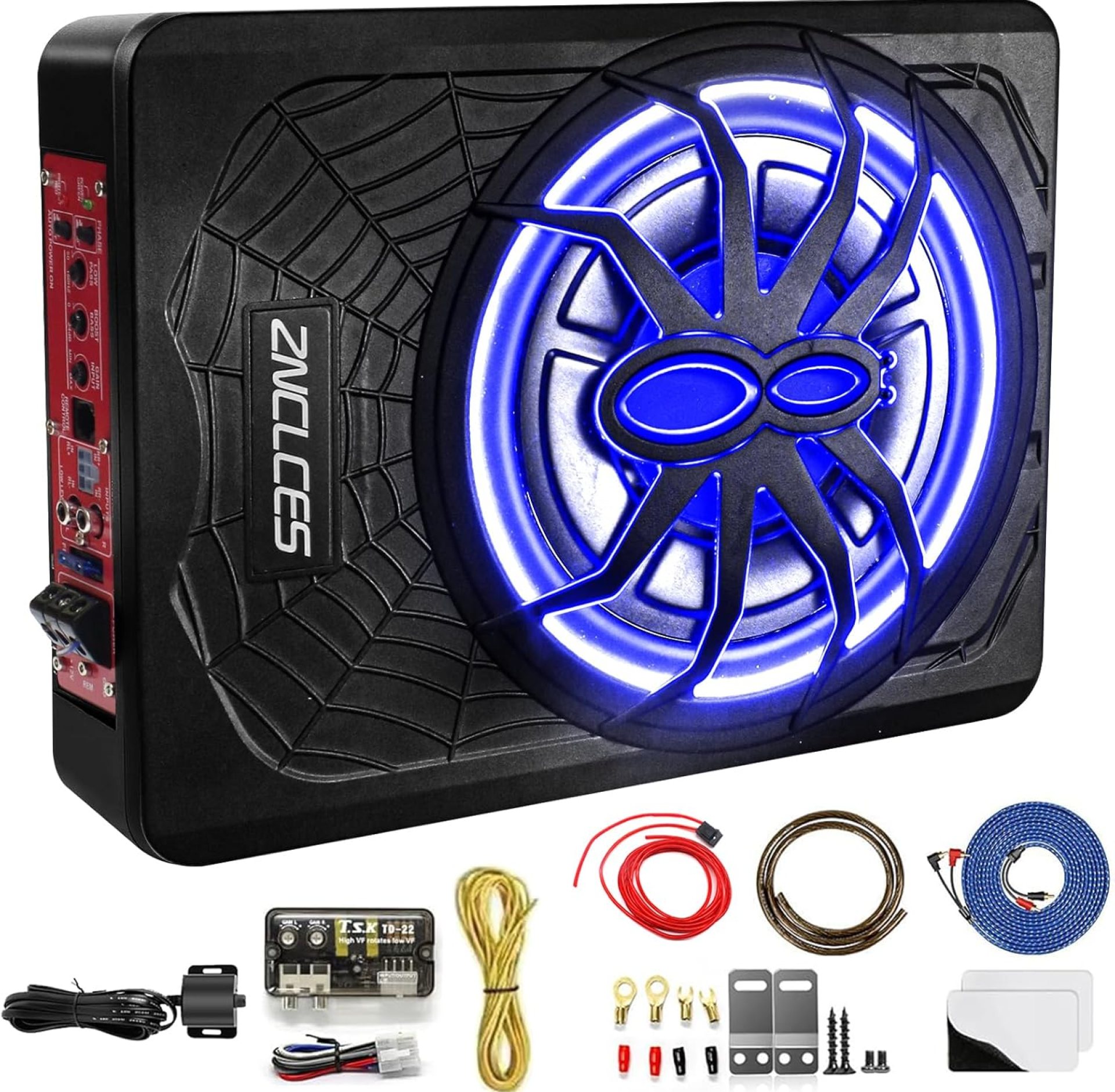 2025 Upgraded 10″1200W Slim Under Seat Powered Car Subwoofer, Car/Truck Sub Built in Amplifier for outstanding Heat Dissipation, Powerful bass and Blue LED Ambient Light enjoy Audio Experience 2025 Upgraded 10″1200W Slim Under Seat Powered Car Subwoofer, Car/Truck Sub Built in Amplifier for outstanding Heat Dissipation, Powerful bass and Blue LED Ambient Light enjoy Audio Experience
