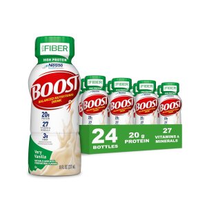 BOOST High Protein with Fiber Ready to Drink Complete Nutritional Drink, Very Vanilla, 8 fl oz Bottle, 24 Pack