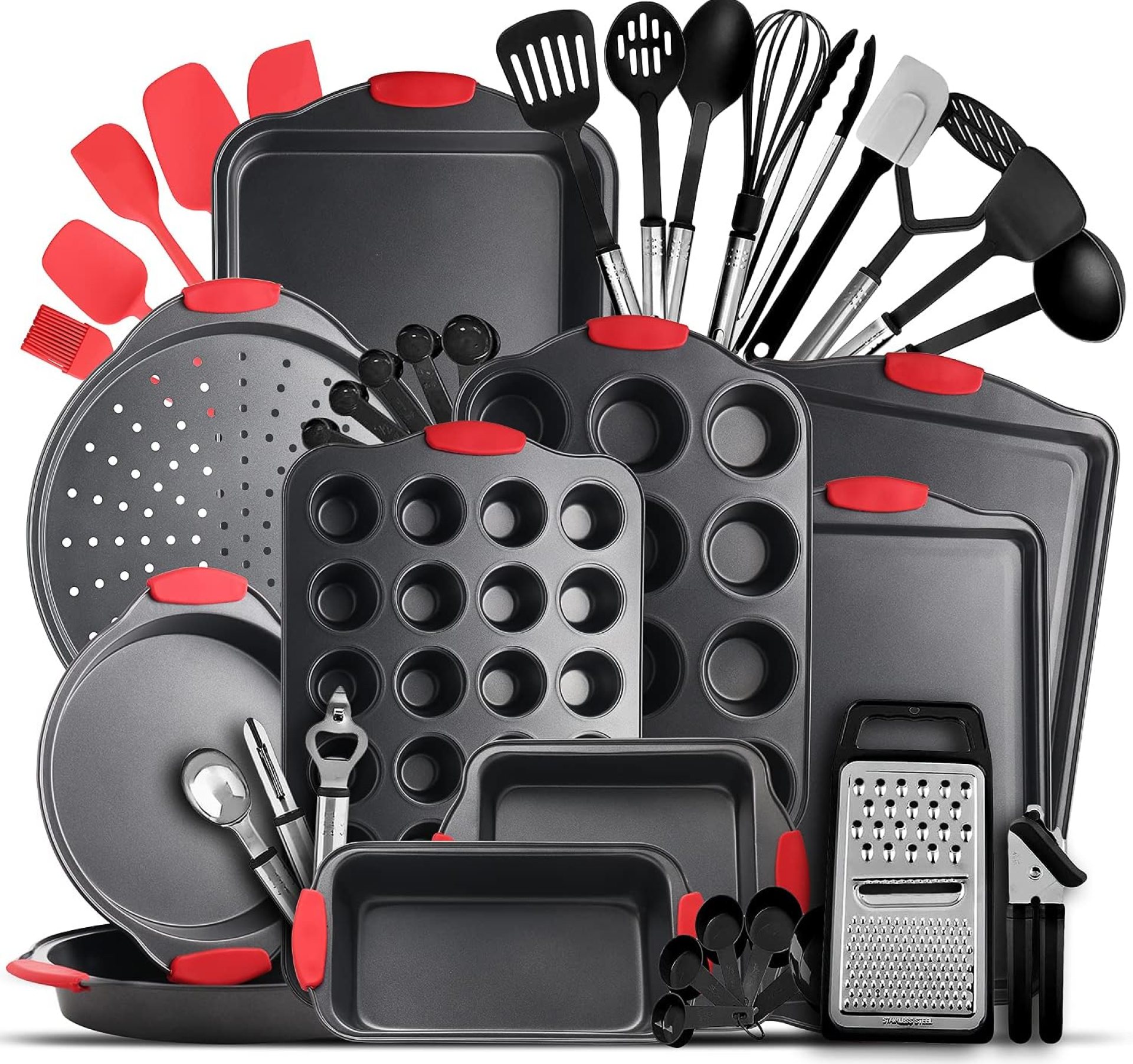 Baking Pan Set, 39 Piece Premium Baking Set, Nonstick Bakeware Sets BPA Free, Cookie Sheets for Baking Nonstick Set, Steel Baking Sheets for Oven with Muffin Pan, Cake Pan & Black Kitchen Utensils Baking Pan Set, 39 Piece Premium Baking Set, Nonstick Bakeware Sets BPA Free, Cookie Sheets for Baking Nonstick Set, Steel Baking Sheets for Oven with Muffin Pan, Cake Pan & Black Kitchen Utensils