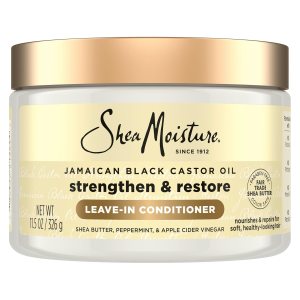 SheaMoisture 100% Pure Jamaican Black Castor Oil Leave In Conditioner For Damaged Hair and To Soften Detangle Hair 11.5oz