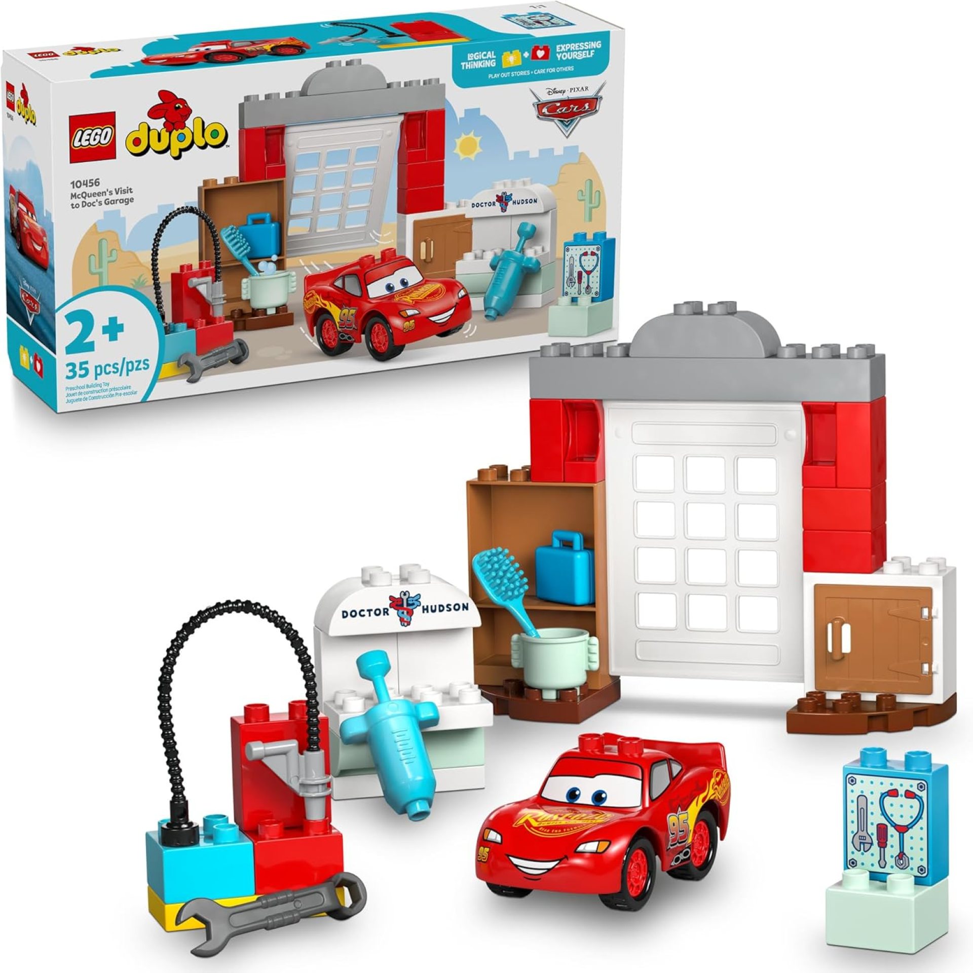 LEGO DUPLO Disney and Pixar Cars McQueen’s Visit to Doc’s Garage – Lightning McQueen Cars Toy for Preschool Boys and Girls 2+ – Pretend Play and Sensory Toddler Toy – Gift Idea for Birthdays – 10456 LEGO DUPLO Disney and Pixar Cars McQueen’s Visit to Doc’s Garage – Lightning McQueen Cars Toy for Preschool Boys and Girls 2+ – Pretend Play and Sensory Toddler Toy – Gift Idea for Birthdays – 10456