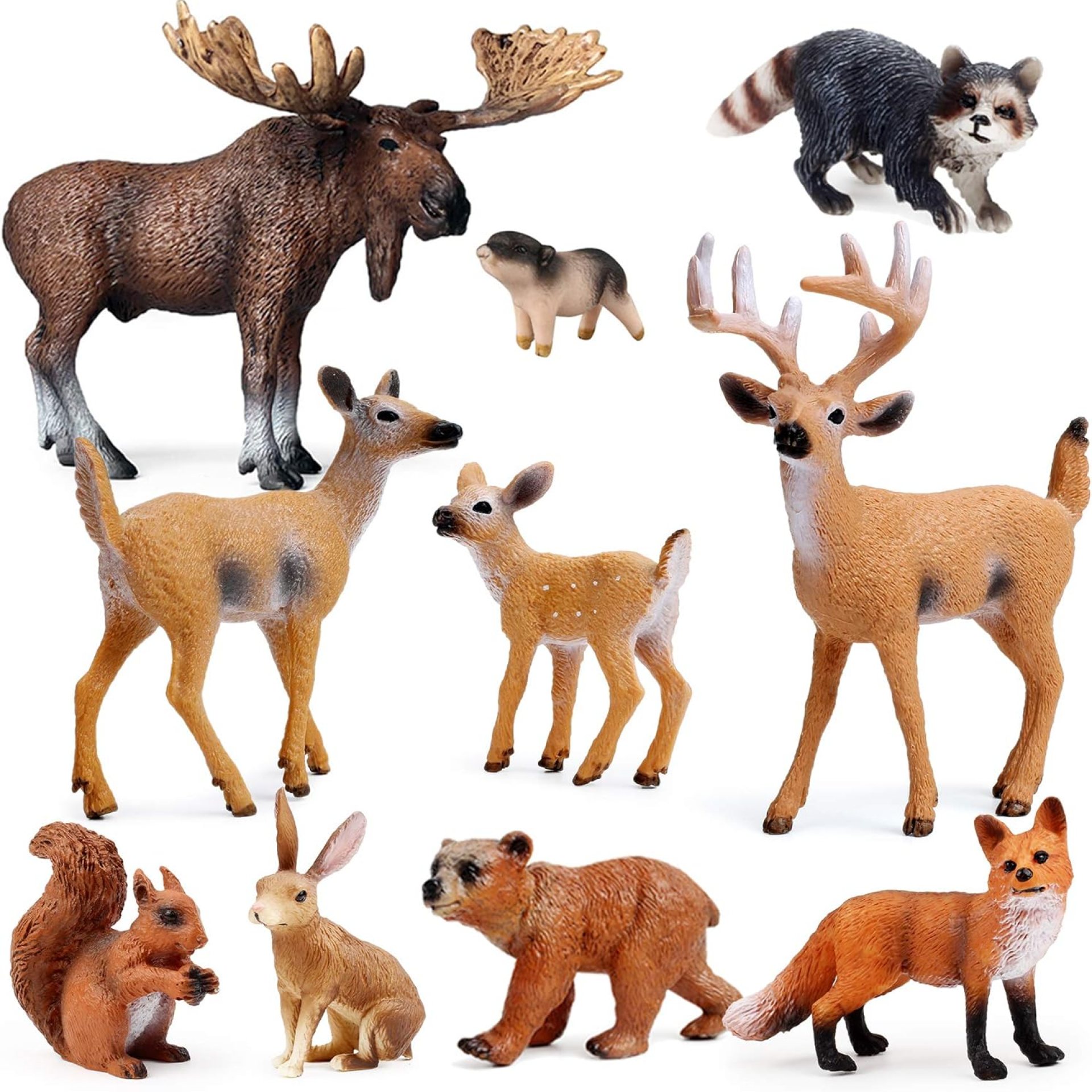 10pcs Forest Animals Figures, Woodland Creatures Figurines, Miniature Toys Cake Toppers 10pcs Forest Animals Figures, Woodland Creatures Figurines, Miniature Toys Cake Toppers