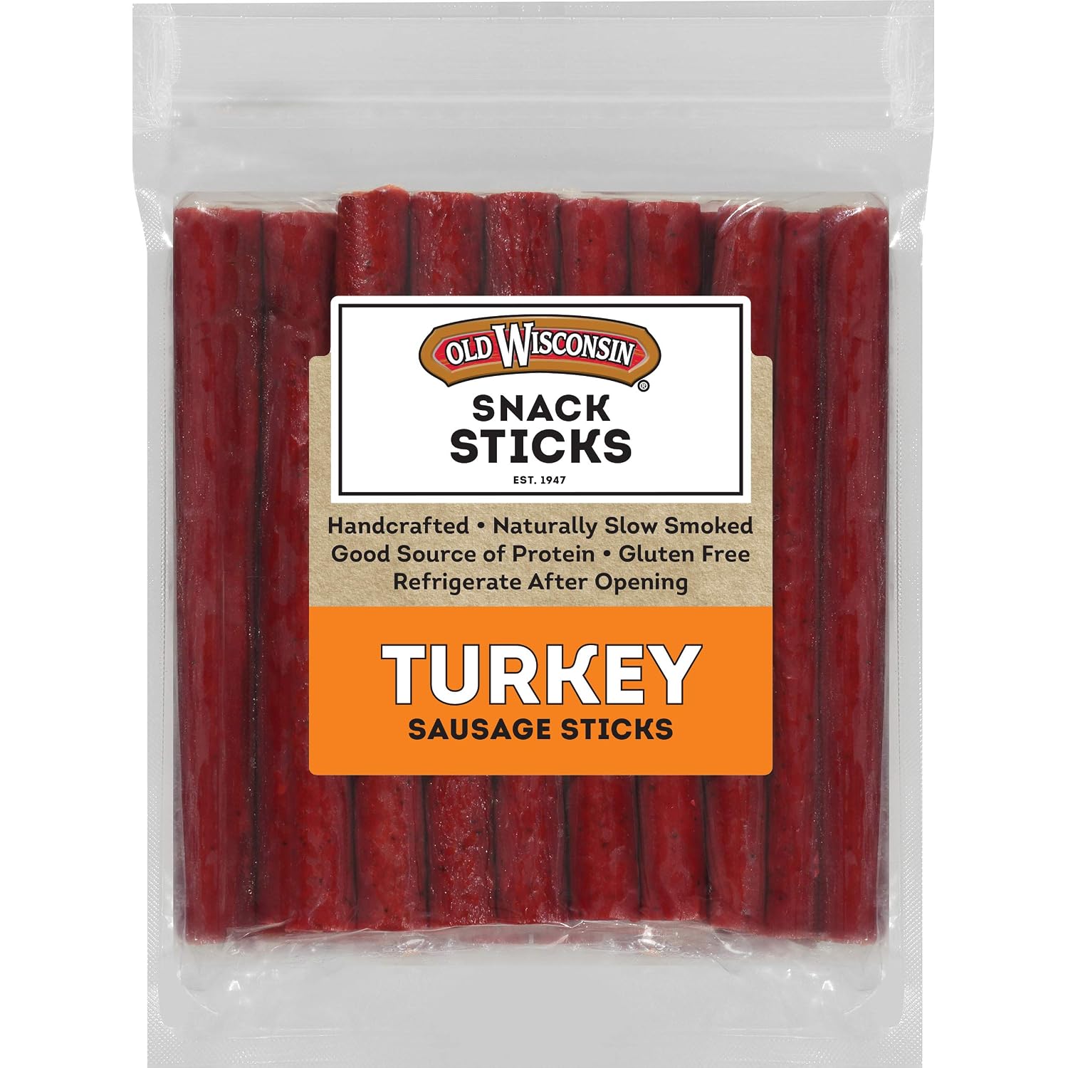 Old Wisconsin Turkey Sausage Snack Sticks, Naturally Smoked, Ready to Eat, High Protein, Low Carb, Keto, Gluten Free, 28 Ounce Resealable Package Old Wisconsin Turkey Sausage Snack Sticks, Naturally Smoked, Ready to Eat, High Protein, Low Carb, Keto, Gluten Free, 28 Ounce Resealable Package