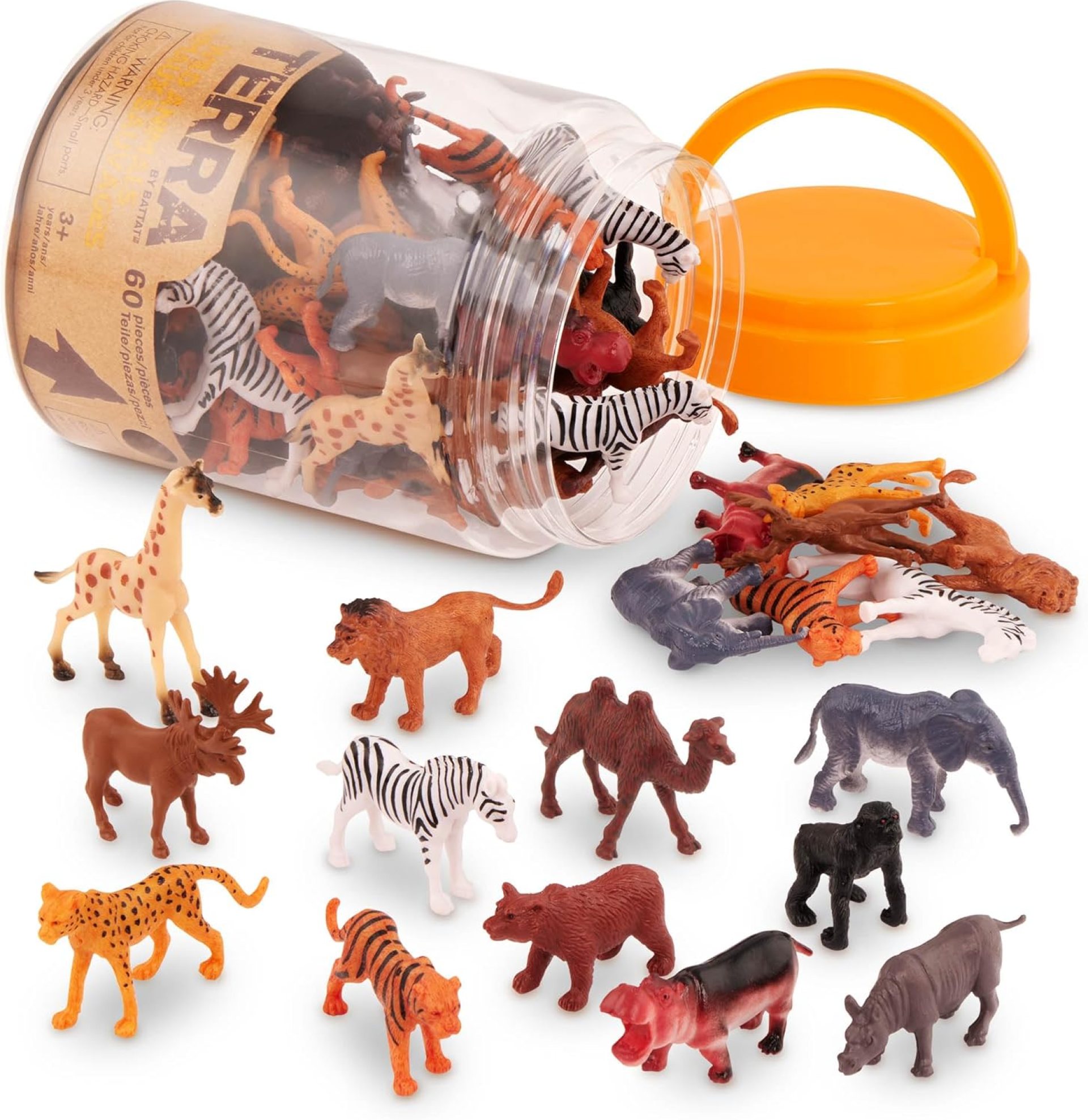 Terra by Battat – 60 Pcs Wild Creatures Tube – Realistic Mini Animal Figurines – Lion, Hippo, Tiger, Bear & More Safari Animals – Plastic Educational Toys for Kids and Toddlers 3 Years + Terra by Battat – 60 Pcs Wild Creatures Tube – Realistic Mini Animal Figurines – Lion, Hippo, Tiger, Bear & More Safari Animals – Plastic Educational Toys for Kids and Toddlers 3 Years +