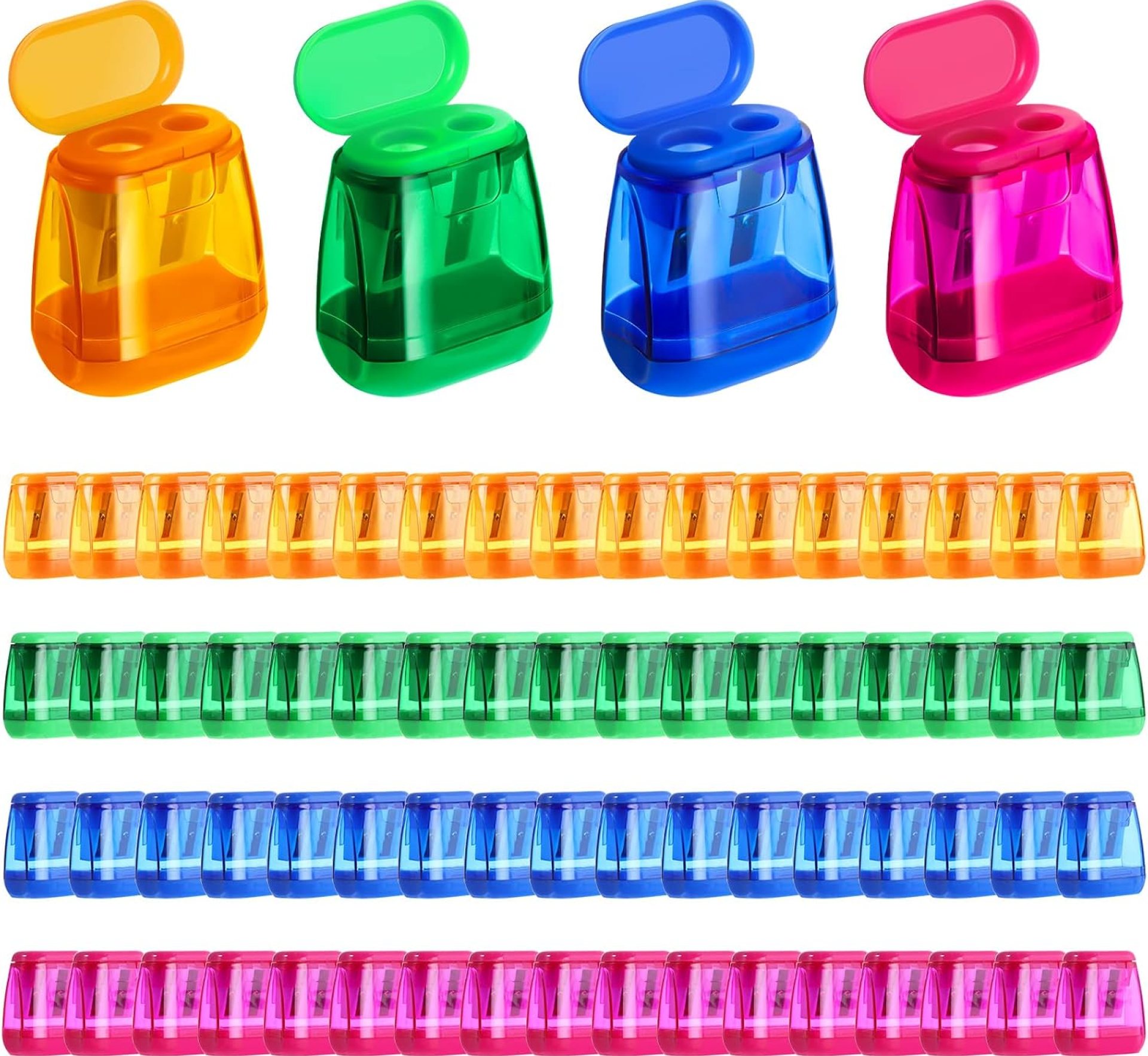 72 Pieces Manual Pencil Sharpeners Bulk Colorful Compact Dual Holes Pencil Sharpeners with Lid Mini Handheld Pencil Sharpeners Portable Colored Pencil Sharpeners for Crayons Kids School Office Travel 72 Pieces Manual Pencil Sharpeners Bulk Colorful Compact Dual Holes Pencil Sharpeners with Lid Mini Handheld Pencil Sharpeners Portable Colored Pencil Sharpeners for Crayons Kids School Office Travel