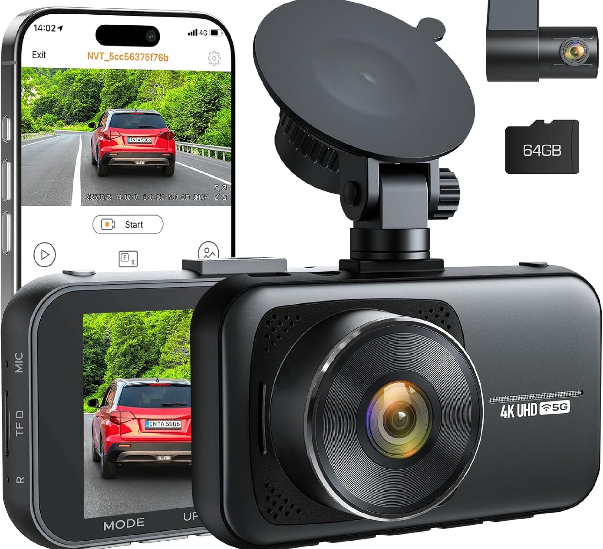 LAMTTO 4K Dash Cam Front and Rear Wireless – Dual Dash Camera with 5G WiFi APP Control Night Vision G-Sensor Loop Recording Parking Monitor Wide Angle 64GB SD Card LAMTTO 4K Dash Cam Front and Rear Wireless – Dual Dash Camera with 5G WiFi APP Control Night Vision G-Sensor Loop Recording Parking Monitor Wide Angle 64GB SD Card