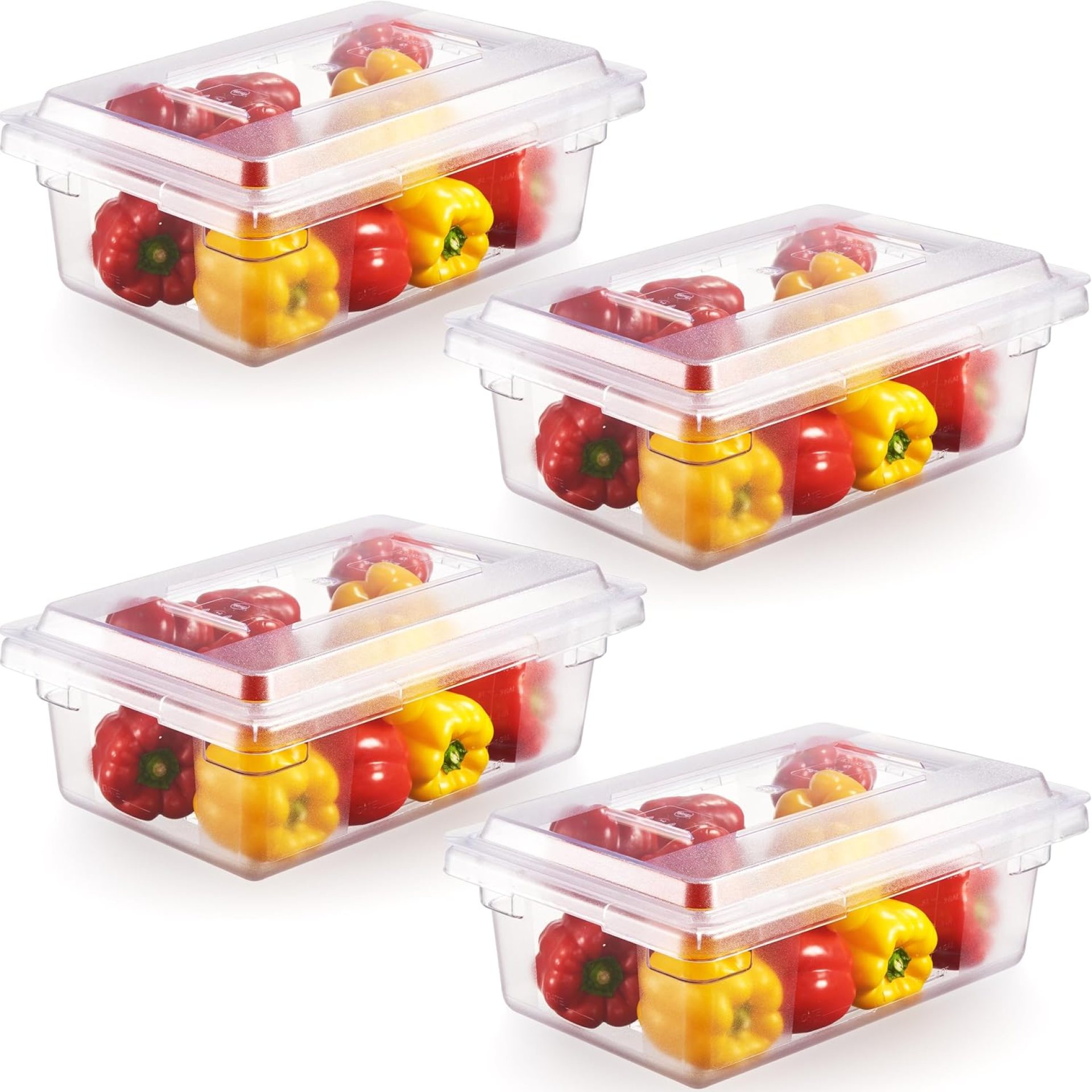 CURTA 4 Pack Food Storage Box with Lid, Clear NSF Polycarbonate Food Storage Box, 3.5 Gallon,Stackable Commercial Storage Containers for Kitchen Restaurant (18″ x 12″ x 6″) CURTA 4 Pack Food Storage Box with Lid, Clear NSF Polycarbonate Food Storage Box, 3.5 Gallon,Stackable Commercial Storage Containers for Kitchen Restaurant (18″ x 12″ x 6″)