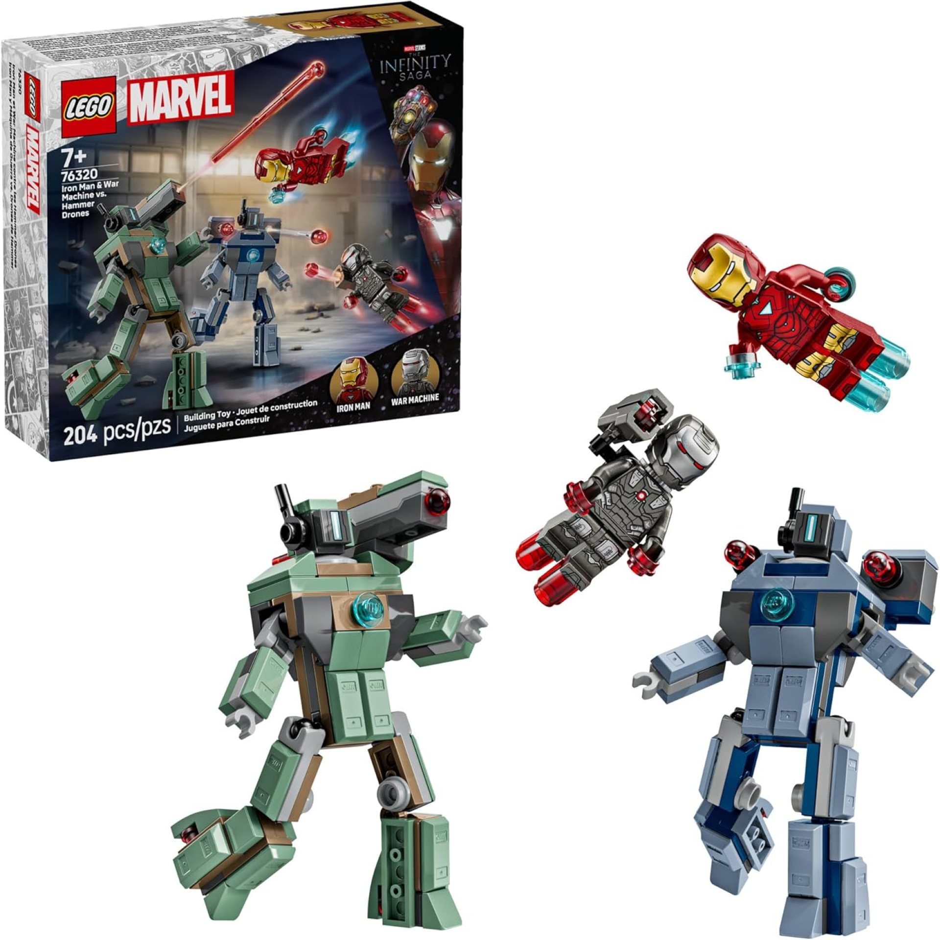 LEGO Marvel Iron Man & War Machine vs. Hammer Drones Building Toy – Pretend Play Set W/ 2 Toy Minifigures – Kids Building Blocks for Boys & Girls, Ages 7+ – Gift Idea for Birthdays – 76320 LEGO Marvel Iron Man & War Machine vs. Hammer Drones Building Toy – Pretend Play Set W/ 2 Toy Minifigures – Kids Building Blocks for Boys & Girls, Ages 7+ – Gift Idea for Birthdays – 76320