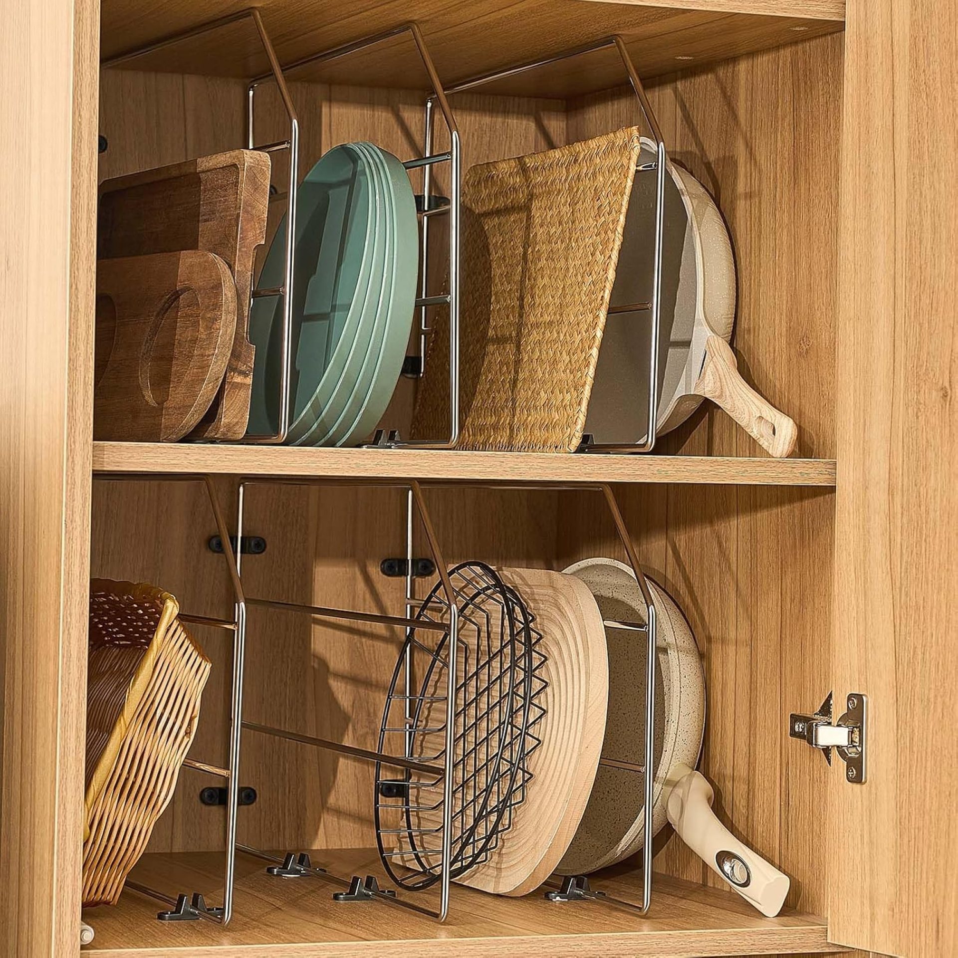 Blulu 6 Pcs Baking Sheet Organizer 12″ x 20″ Tray Dividers for Cabinets Kitchen Cabinet Dividers Vertical for Baking Sheets Chrome Pan Rack Storage Wires for Kitchen Cupboards (Silver) Blulu 6 Pcs Baking Sheet Organizer 12″ x 20″ Tray Dividers for Cabinets Kitchen Cabinet Dividers Vertical for Baking Sheets Chrome Pan Rack Storage Wires for Kitchen Cupboards (Silver)