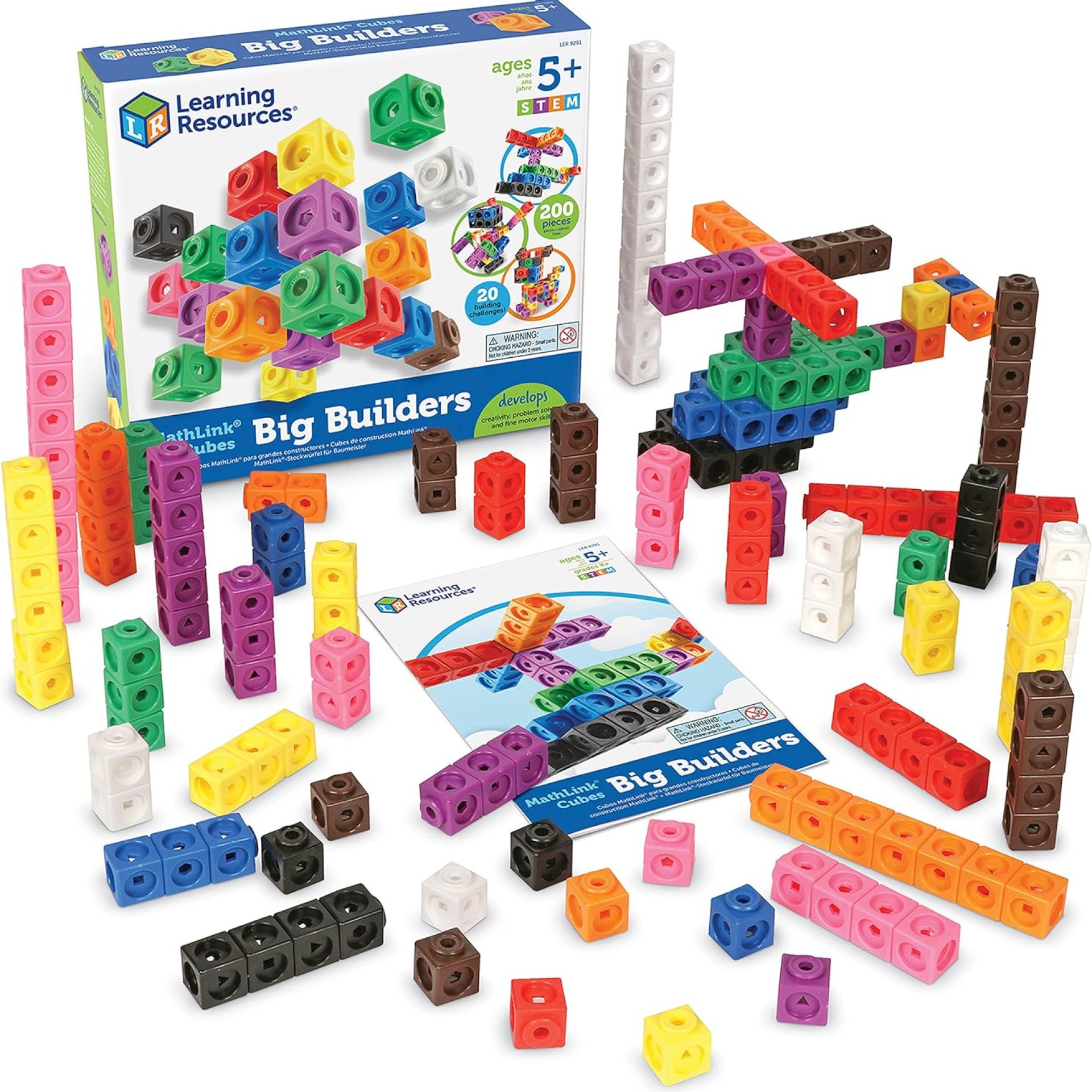 Learning Resources MathLink Cubes Big Builders – Set of 200 Cubes, Ages 5+, Develops Early Math Skills, STEM Toys, Math Games for Kids, Math Cubes for Kids Learning Resources MathLink Cubes Big Builders – Set of 200 Cubes, Ages 5+, Develops Early Math Skills, STEM Toys, Math Games for Kids, Math Cubes for Kids