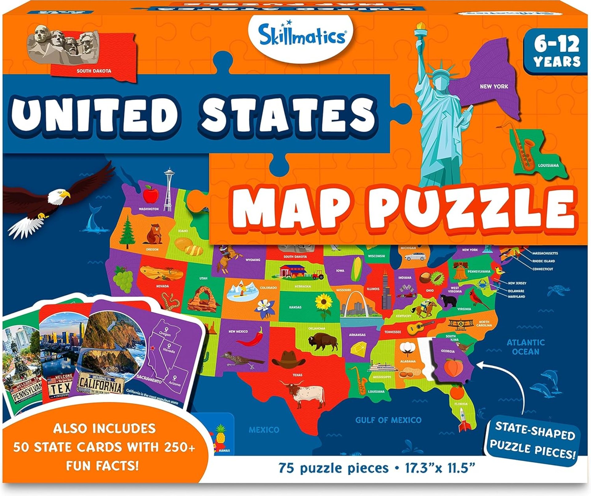 Skillmatics United States Map Puzzle – 75 Piece Jigsaw Puzzle, Educational Toy, Geography for Kids, 250+ Facts About The States of America, Gifts for Boys & Girls Ages 6 to 12 Skillmatics United States Map Puzzle – 75 Piece Jigsaw Puzzle, Educational Toy, Geography for Kids, 250+ Facts About The States of America, Gifts for Boys & Girls Ages 6 to 12