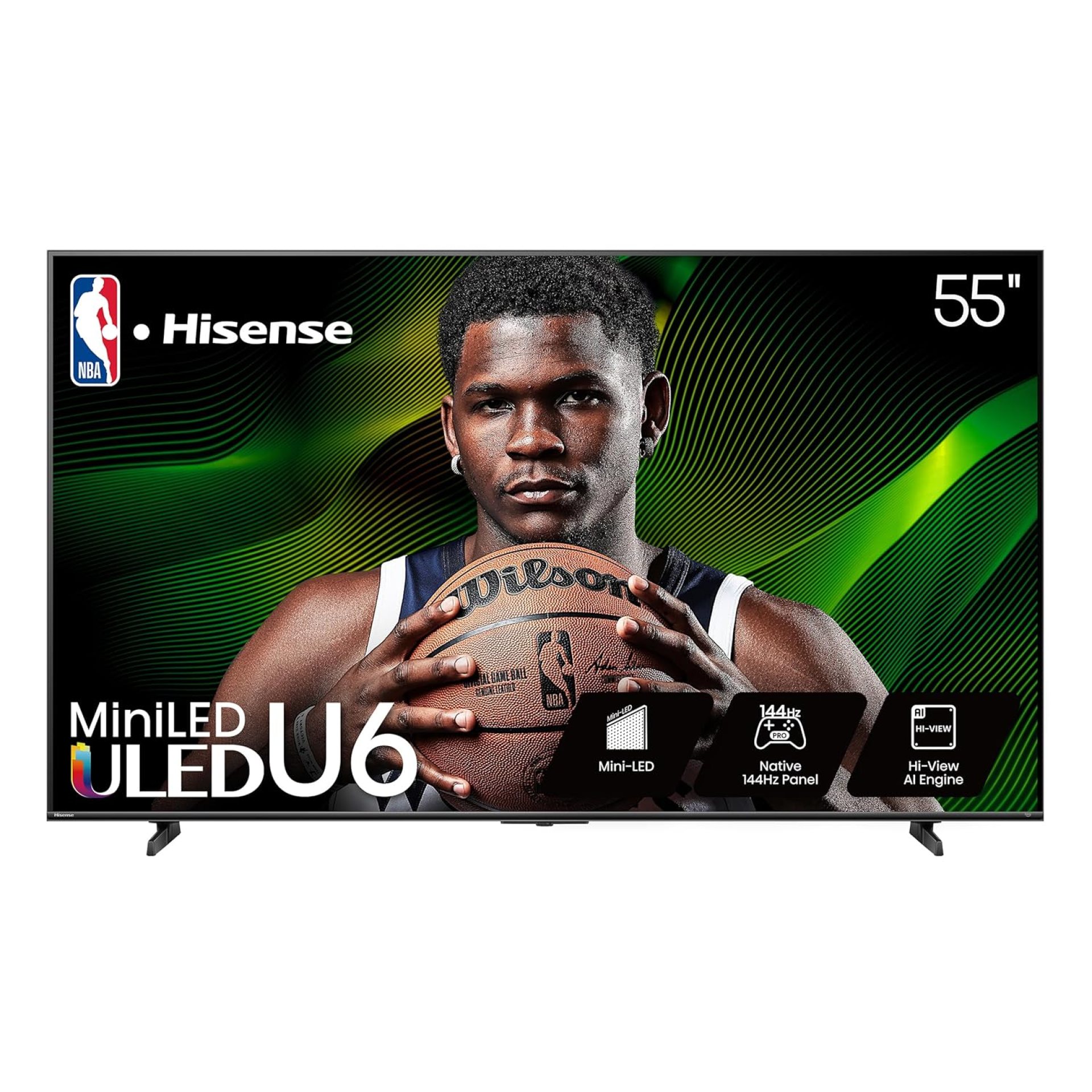 Hisense 55″ Class U6 Series Mini-LED 4K UHD Smart Fire TV (55U65QF, 2025 Model) – QLED, Native 144Hz, HDR10+, Dolby Vision IQ, Dolby Atmos, Game Mode Pro, ALLM, Alexa Built in, Black Hisense 55″ Class U6 Series Mini-LED 4K UHD Smart Fire TV (55U65QF, 2025 Model) – QLED, Native 144Hz, HDR10+, Dolby Vision IQ, Dolby Atmos, Game Mode Pro, ALLM, Alexa Built in, Black