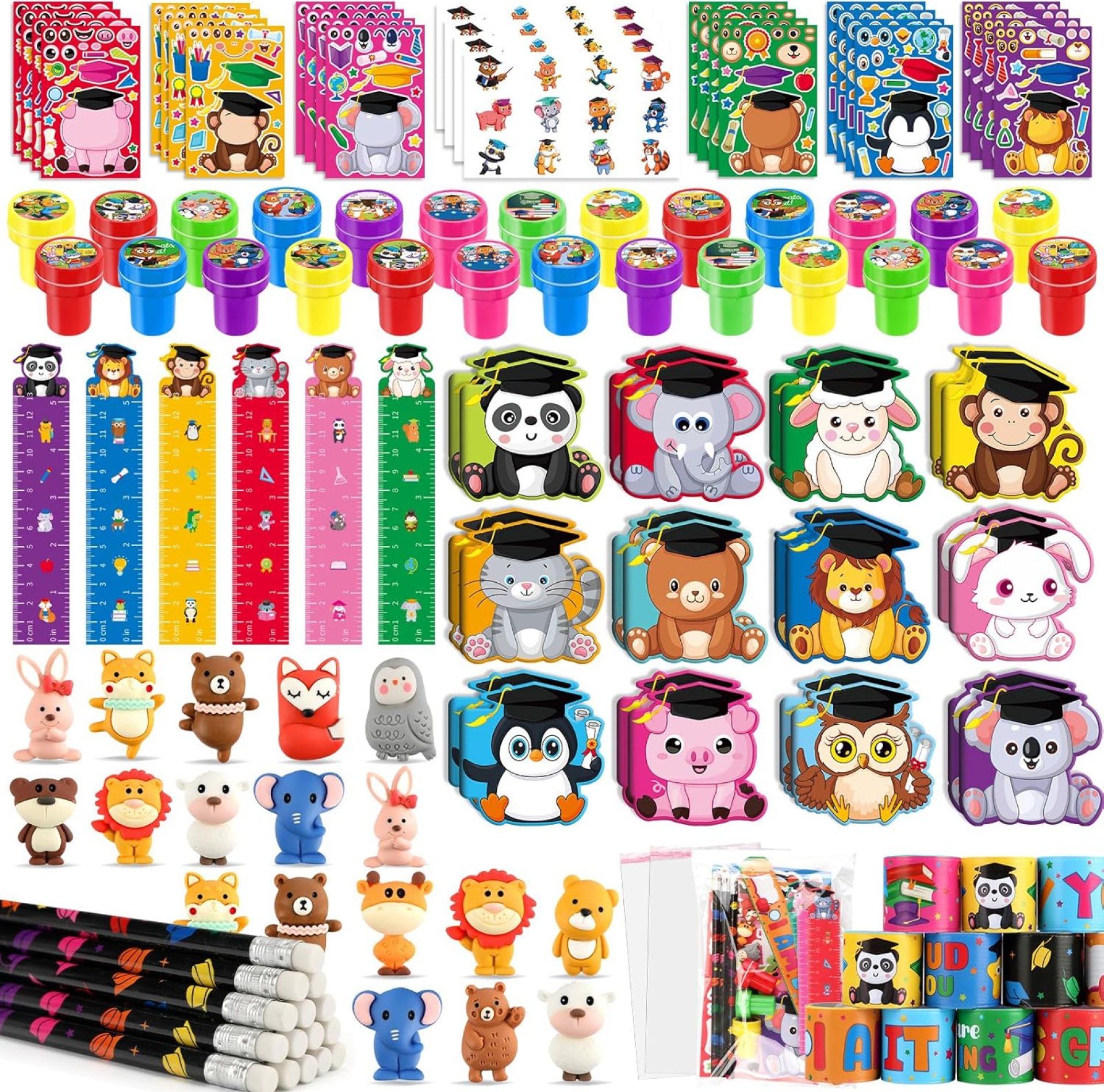 BenLouis 432 Pcs Graduation School Stationery Set Party Favors Preschool Kindergarten Classroom Gift Prizes Bulk for Kids Students Congrats Grad Goodie Bags Stuffers(Graduation Animals) BenLouis 432 Pcs Graduation School Stationery Set Party Favors Preschool Kindergarten Classroom Gift Prizes Bulk for Kids Students Congrats Grad Goodie Bags Stuffers(Graduation Animals)