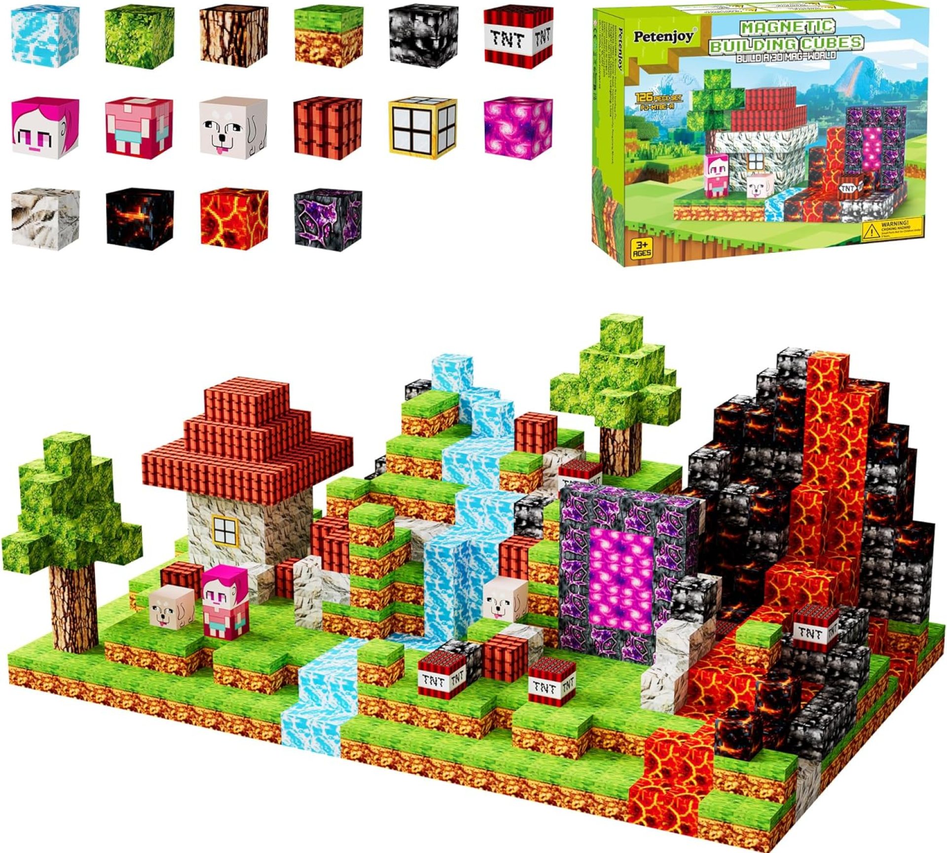 Magnetic Blocks Kids Building Toys – 1″ Magnetic Cube Building Blocks Toddler Toy 126 PCS Set, STEM Sensory Toy for 3-5 5-7 Year Old Boys Girls Game Themed Magnetic Blocks Kids Building Toys – 1″ Magnetic Cube Building Blocks Toddler Toy 126 PCS Set, STEM Sensory Toy for 3-5 5-7 Year Old Boys Girls Game Themed