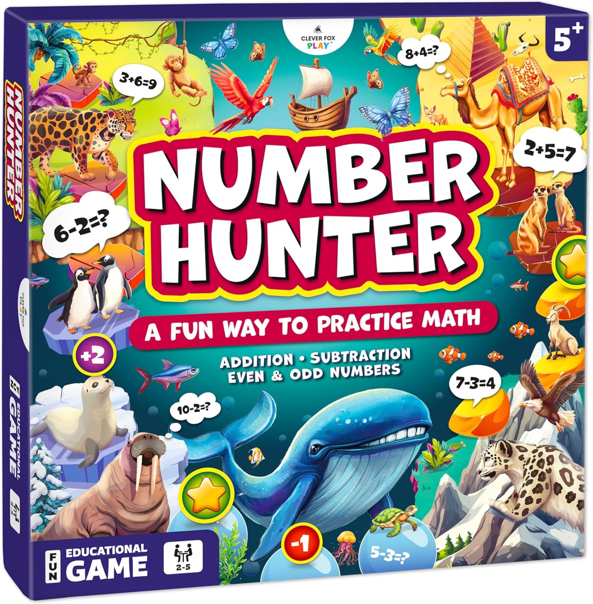 Number Hunter Math Board Game – Addition & Subtraction Adventure for Kids Ages 4-8 – Fun Educational STEM Game for Kindergarten, 1st-3rd Grade, Homeschool & Family Game Night Number Hunter Math Board Game – Addition & Subtraction Adventure for Kids Ages 4-8 – Fun Educational STEM Game for Kindergarten, 1st-3rd Grade, Homeschool & Family Game Night