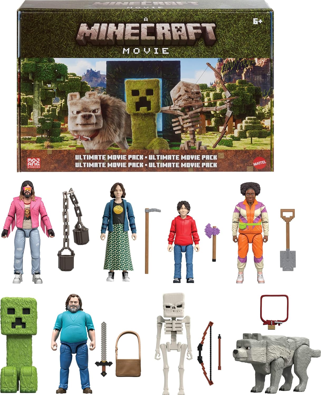 Mattel Minecraft Ultimate Movie Pack with 8 Action Figures & 8 Accessories Including 4-inch Steve & Creeper, Collectible Toy Set Mattel Minecraft Ultimate Movie Pack with 8 Action Figures & 8 Accessories Including 4-inch Steve & Creeper, Collectible Toy Set