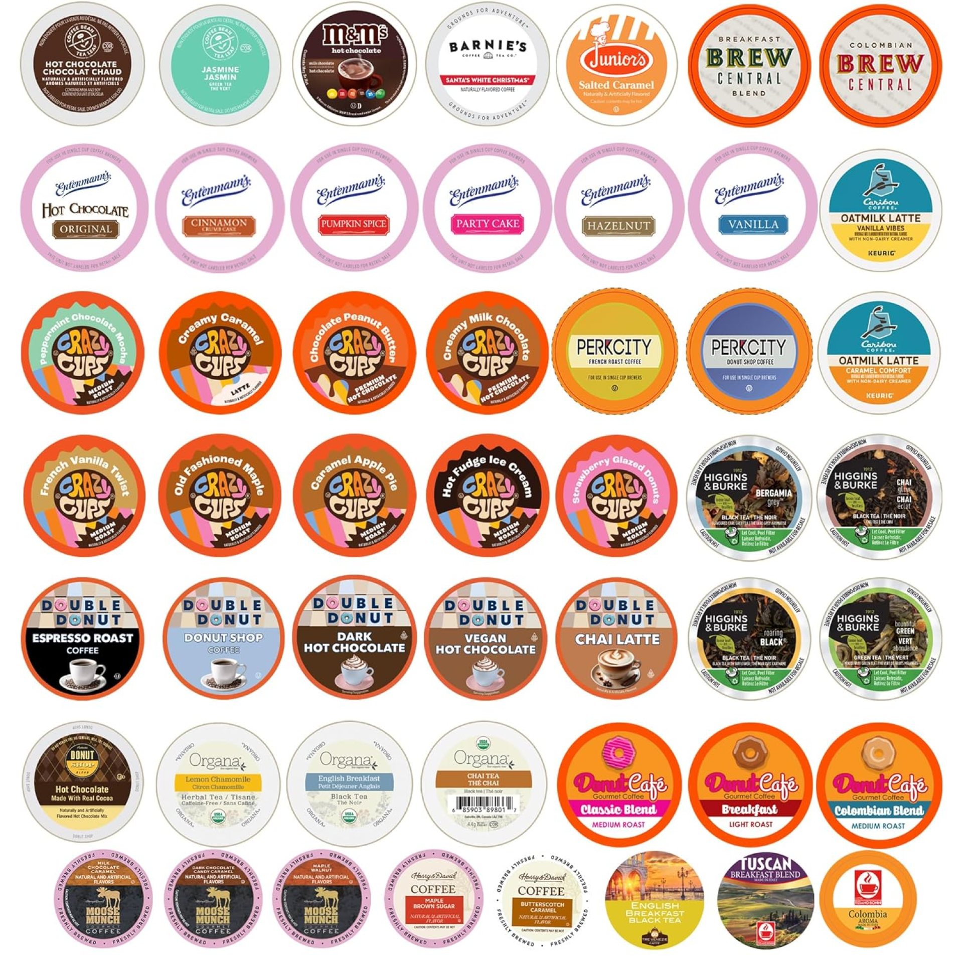 Perfect Samplers Coffee, Tea, Cider, Cappuccino & Hot Chocolate Single Serve Cups for Keurig K Cup Brewers Sampler, 50 Count Perfect Samplers Coffee, Tea, Cider, Cappuccino & Hot Chocolate Single Serve Cups for Keurig K Cup Brewers Sampler, 50 Count